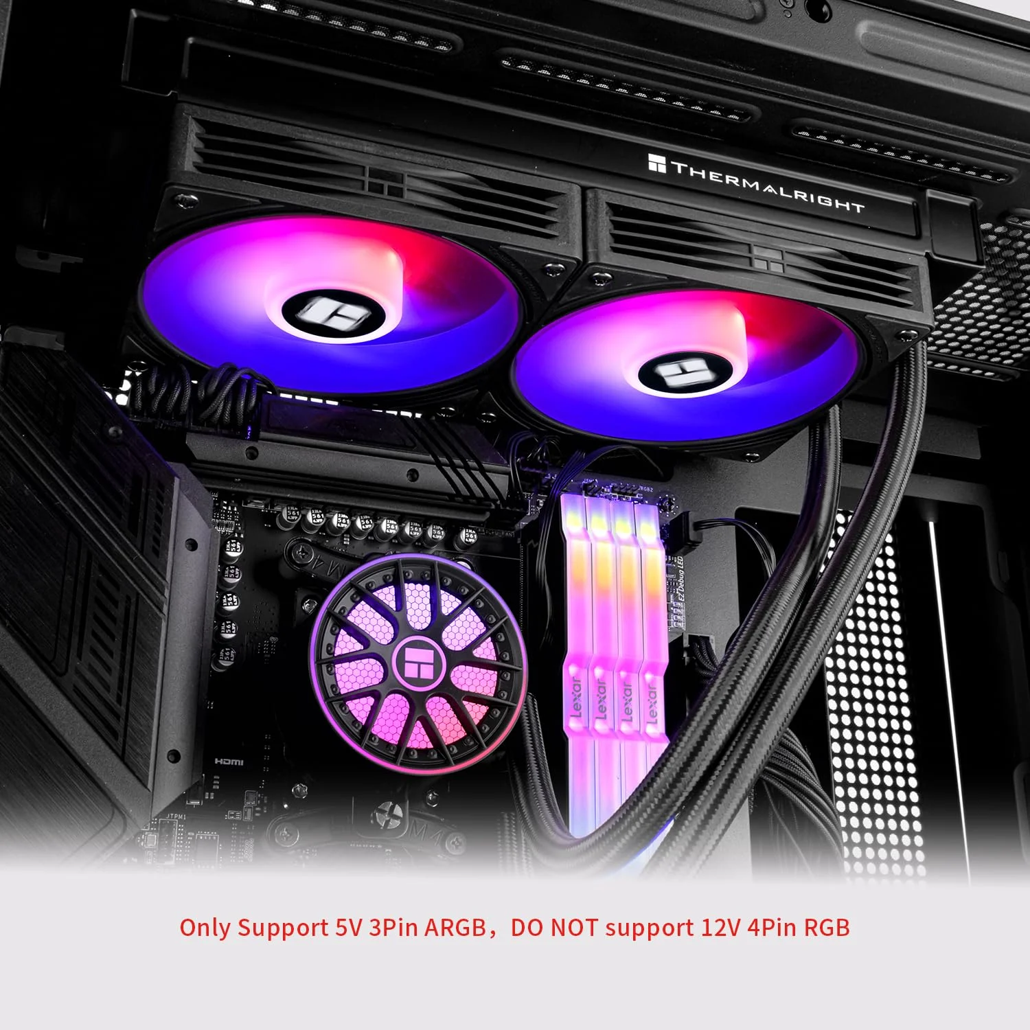 خنک کننده مایع پردازنده Aqua Elite 240 V6 ARGB مشکی - 240mm AIO، پمپ PWM، برای AM4/AM5، Intel LGA1851/1700، اتصال مستقیم مادربرد