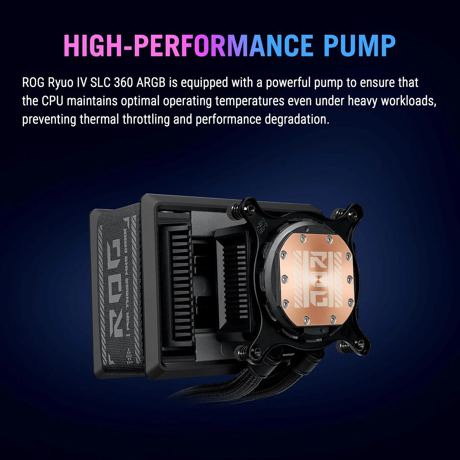 خنک کننده مایع پردازنده ASUS ROG RYUO IV SLC 360 ARGB با لوله های کوتاه شده برای زیبایی بیشتر، دارای صفحه نمایش منحنی 6.67 اینچی AMOLED با قابلیت پخش ویدیوهای سه بعدی یا نمایش اطلاعات سیستم