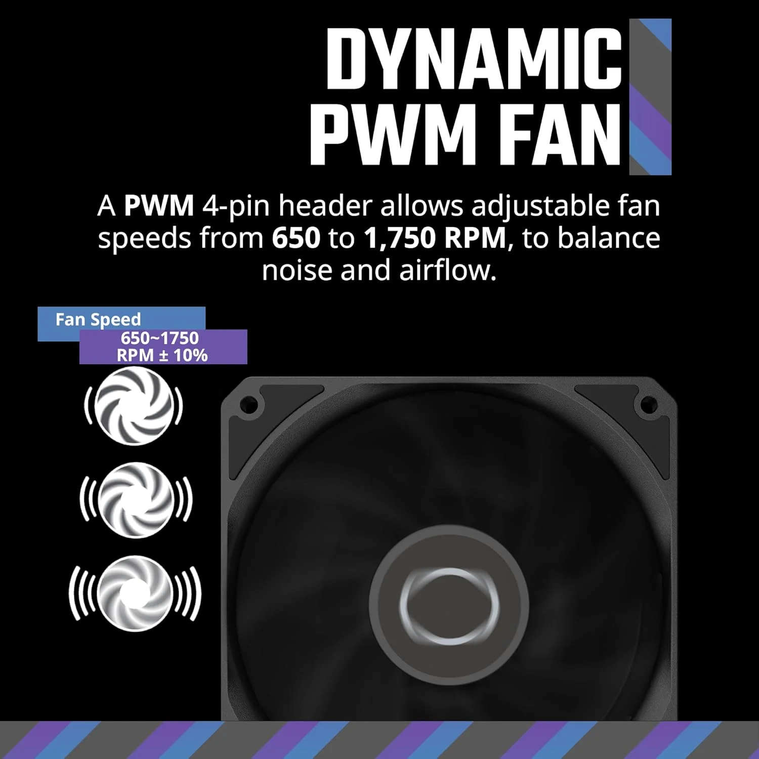 فن کیس مشکی Cooler Master MF120 Lite | فن خنک کننده مایع | فن خنک کننده بادی، فن 120 میلی متری، PWM پویا 1,750 دور در دقیقه، پره های متعادل کننده هوا، فریم PBT ترکیبی