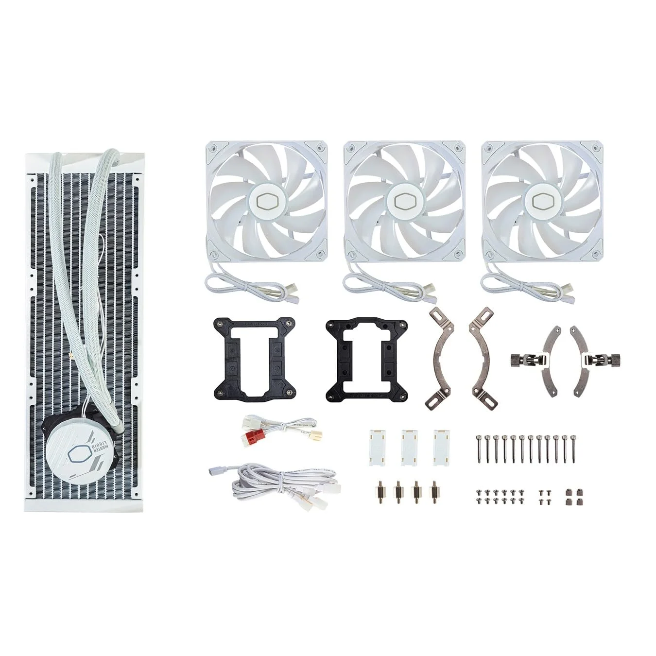 خنک کننده مایع پردازنده Cooler Master MasterLiquid 360L Core ARGB - پمپ دو محفظه ای Gen S، رادیاتور برتر و فن های 120 میلی متری ARGB، براکت های LGA 1700 و AM5 - سفید