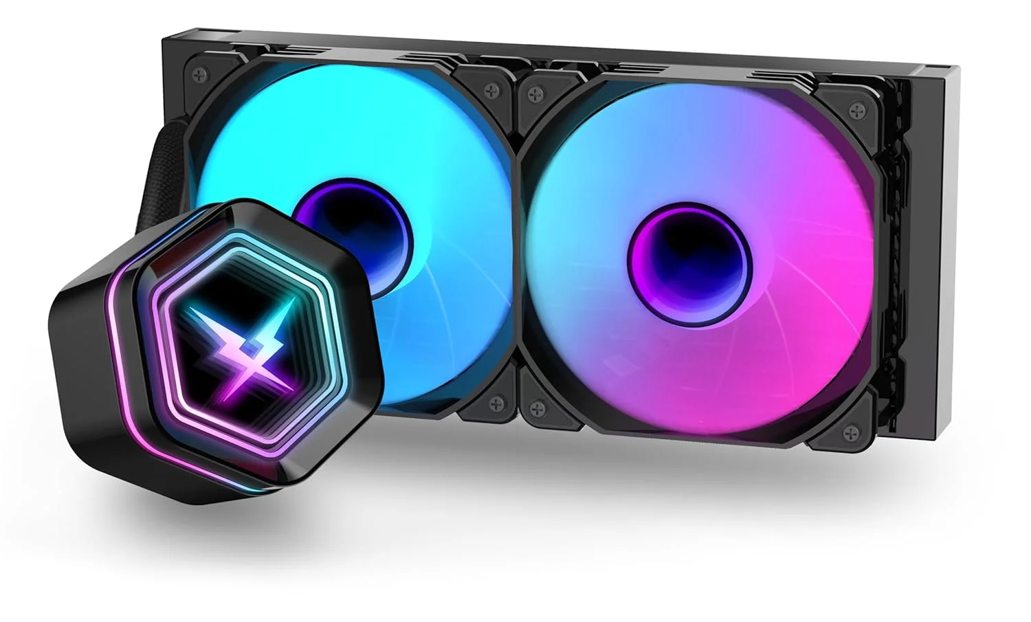 خنک کننده مایع پردازنده RUIX NC240 ARGB AIO، خنک کننده آبی پردازنده 240 میلی متری با کارایی بالا، پمپ بلبرینگ سرامیکی پرسرعت، 2 عدد فن PWM ARGB، Intel LGA 1851/1700/1200/115X/2011، AMD AM5/AM4 - مشکی