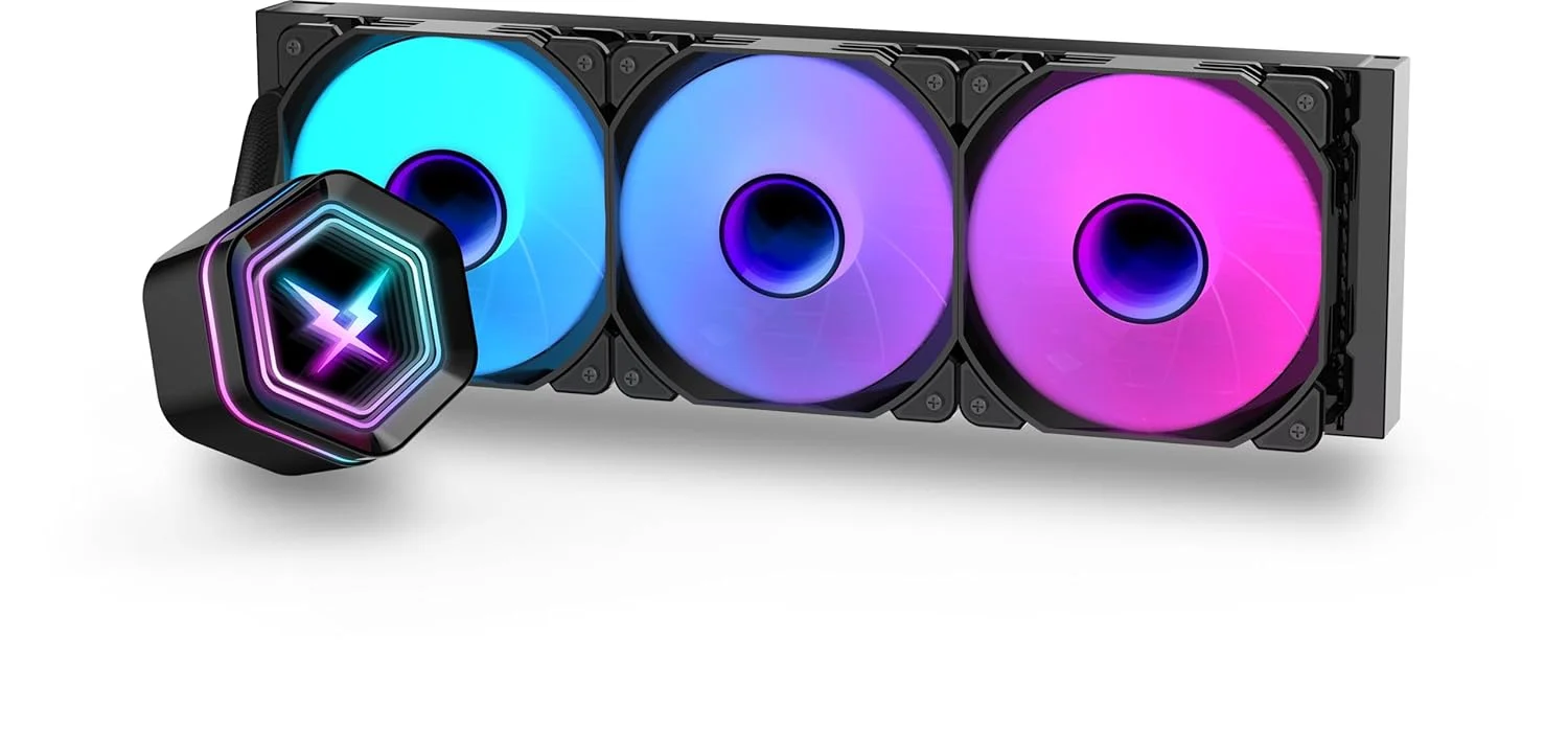 خنک کننده مایع پردازنده RUIX NC360 ARGB AIO، خنک کننده آبی 360 میلی متری با کارایی بالا با پمپ بلبرینگ سرامیکی سرعت بالا، 3 عدد فن PWM ARGB، Intel LGA 1851/1700/1200/115X/2011، AMD AM5/AM4 - مشکی