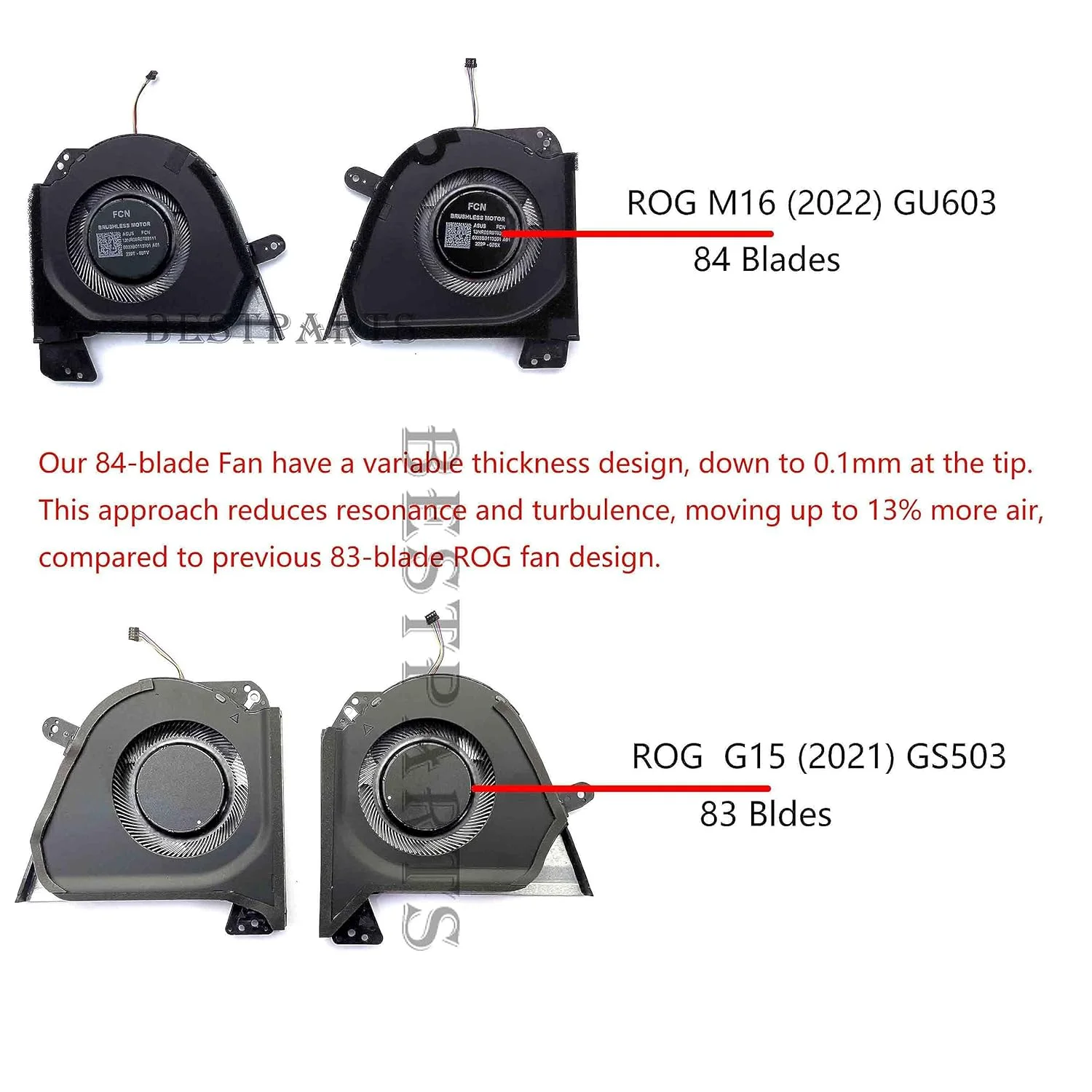 فن خنک کننده CPU و GPU جایگزین برای ASUS ROG Zephyrus M16 (2022) GU603 GU603ZE GU603ZM GU603ZW GU603ZX 13NR08R0T02011, 13NR08R0T03011 (دارای 84 پره و انتقال تا 13% هوای بیشتر نسبت به ROG G15 GA503 2021) فن خنک کننده CPU و GPU جایگزین برای ASUS ROG Zephyrus M16 (2022) GU603 GU603ZE GU603ZM GU603ZW GU603ZX 13NR08R0T02011, 13NR08R0T03011 (دارای 84 پره و انتقال تا 13% هوای بیشتر نسبت به ROG G15 GA503 2021)