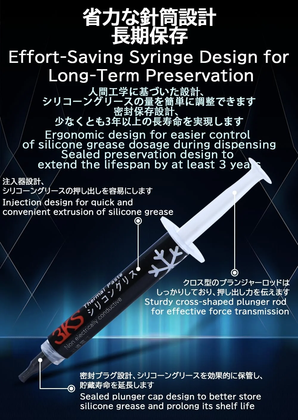 خمیر حرارتی CPU 3KS، 4 گرم، ابزار نوار خمیر حرارتی 12.8 وات، پاستا ترمیکا برای پردازنده برای همه خنک کننده های CPU GPU IC، با کارایی بالا بر پایه کربن، غیر رسانا