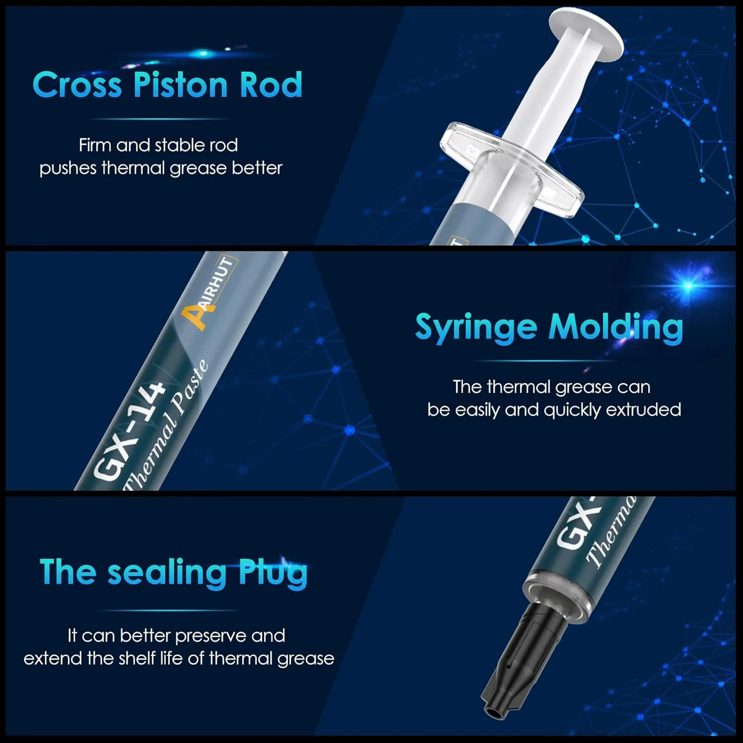 خمیر حرارتی Aairhut GX-14، با عملکرد بالا 15.7W/m.k برای خنک کردن تمام پردازنده ها، CPU، GPU - PC، کنسول های بازی و هیت سینک ها در کامپیوترها و کنسول ها (2 گرم)