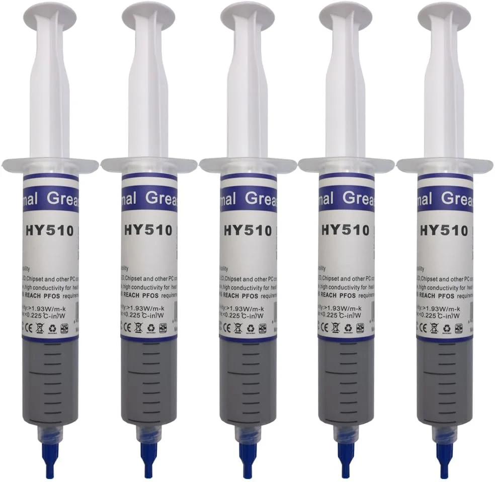 مجموعه 5 عددی خمیر حرارتی قابل استفاده مجدد (200 گرم)، سرنگ بزرگ گریس حرارتی خنک کننده مناسب برای PC/CPU/GPU/LED/VGA (شامل لوازم جانبی)