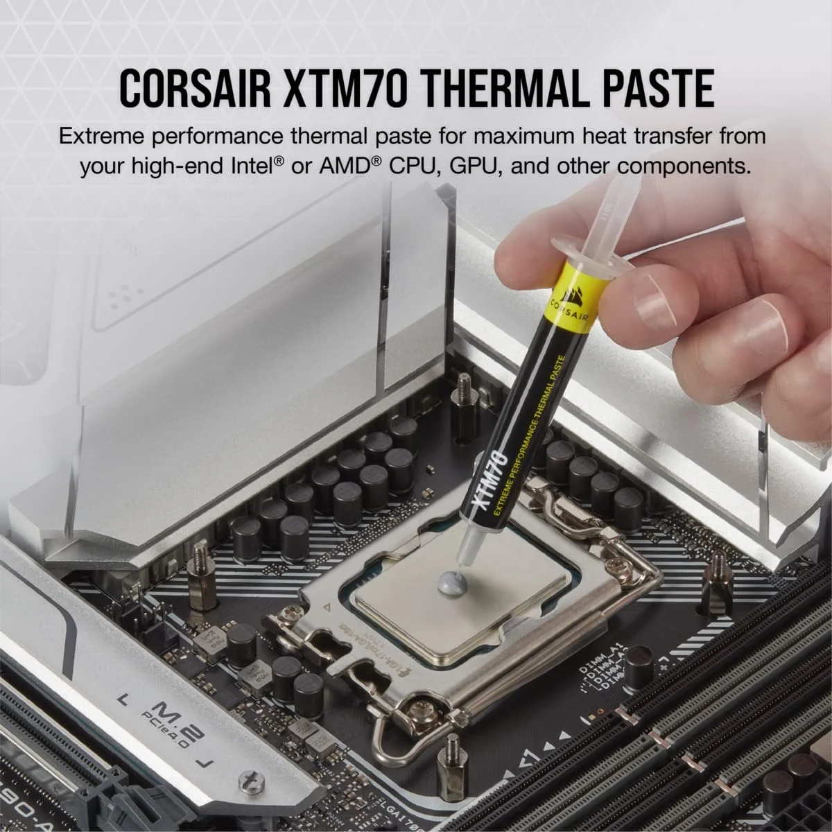 خمیر حرارتی با عملکرد فوق العاده Corsair XTM70، 3 گرمی برای پردازنده های Intel و AMD تا 250W+ TDP - ویسکوزیته پایین، استفاده آسان، شامل سه دستمال تمیز کننده و کیت اپلیکاتور برای کامپیوتر