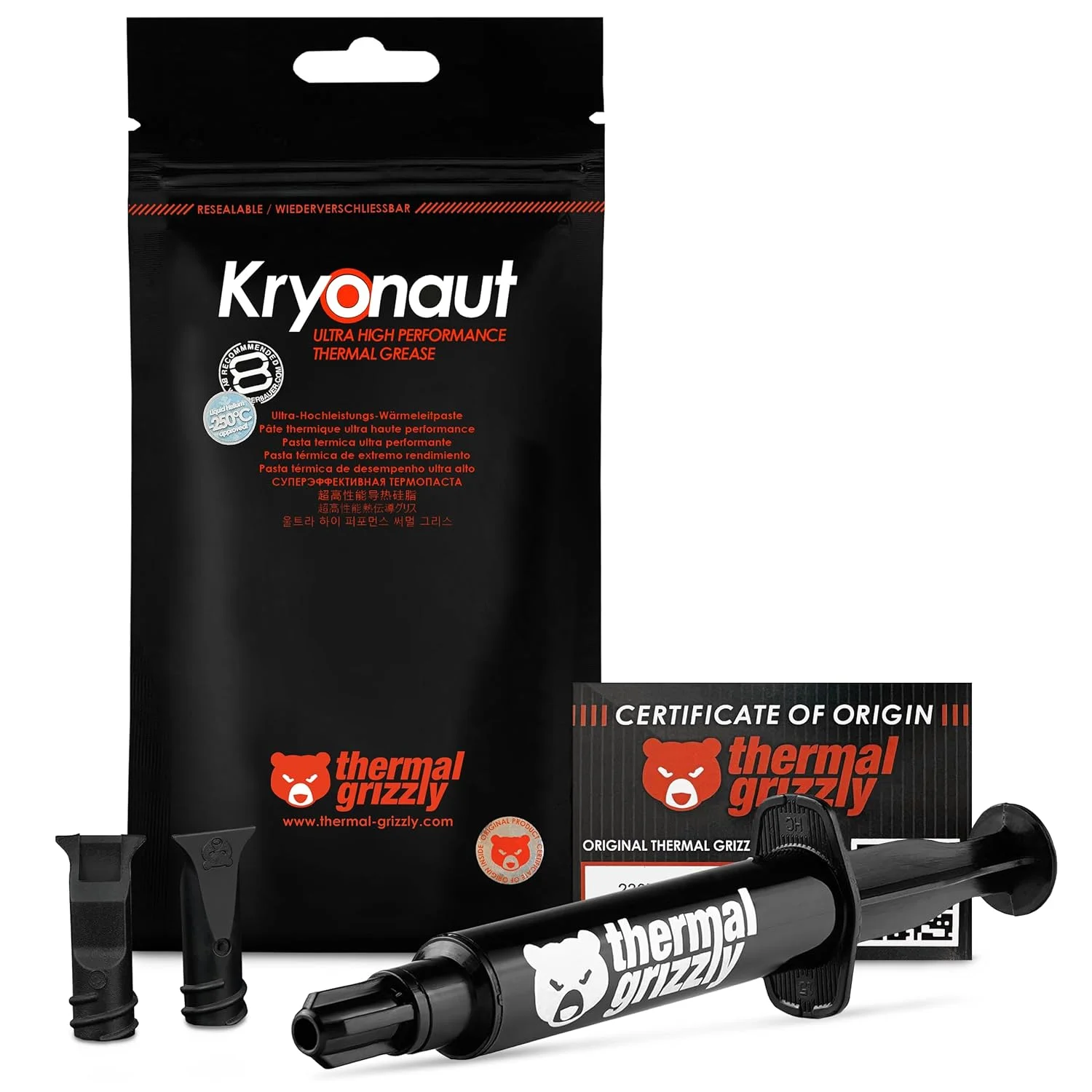 خمیر حرارتی Thermal Grizzly Kryonaut - 11.1 گرم/3 میلی لیتر - خمیر حرارتی با عملکرد بسیار بالا - برای کاربردهای سخت و اورکلاک CPU/GPU/PS4/PS5/Xbox