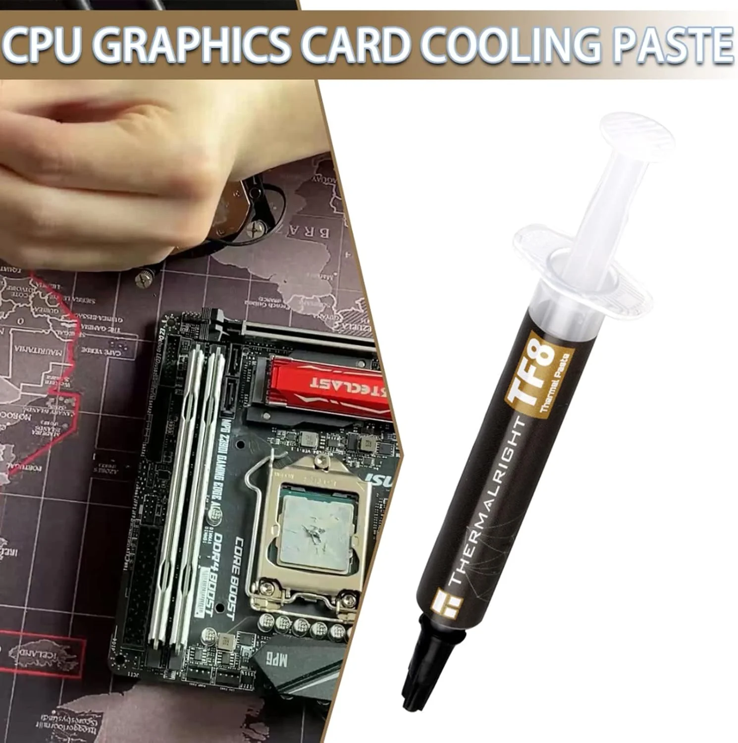 خمیر حرارتی رسانای TF8 2g/5.8g با هدایت حرارتی 13.8W/m-K، گریس سیلیکونی، خمیر سینک حرارتی برای خنک کننده پردازنده CPU و کارت گرافیک GPU