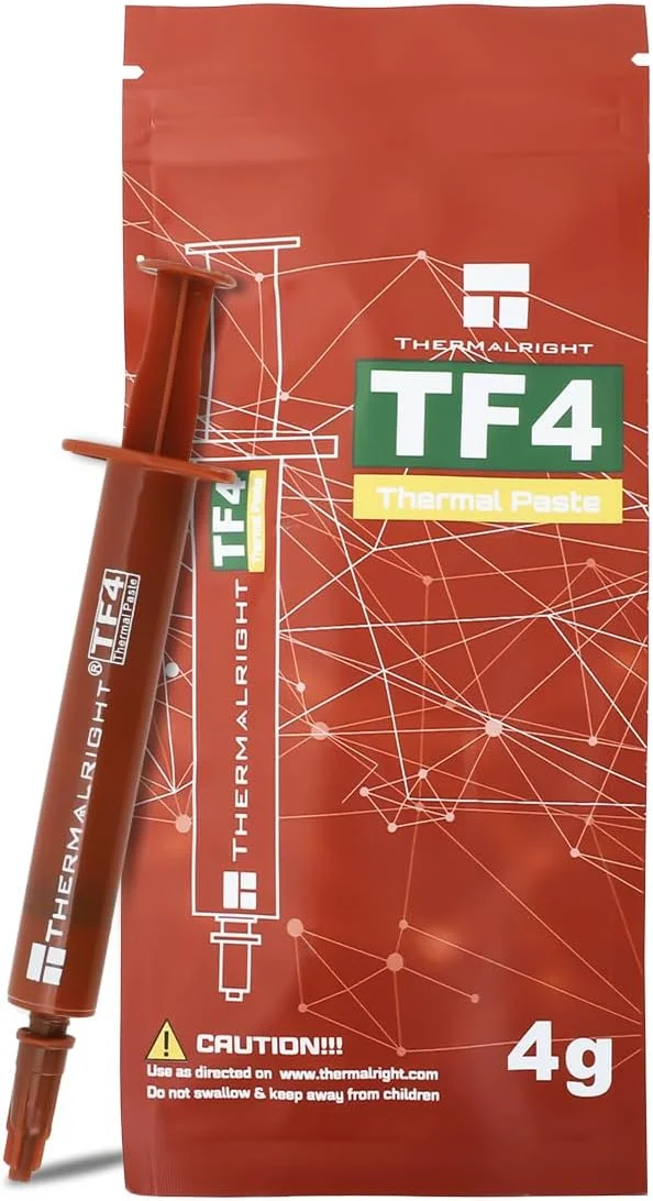 خمیر حرارتی Thermalright TF4 4g برای خنک‌کنندگی با رسانایی بالا 9.5W/MK، استفاده آسان، عملکرد عالی خمیر حرارتی برای همه پردازنده‌ها، 4 گرم