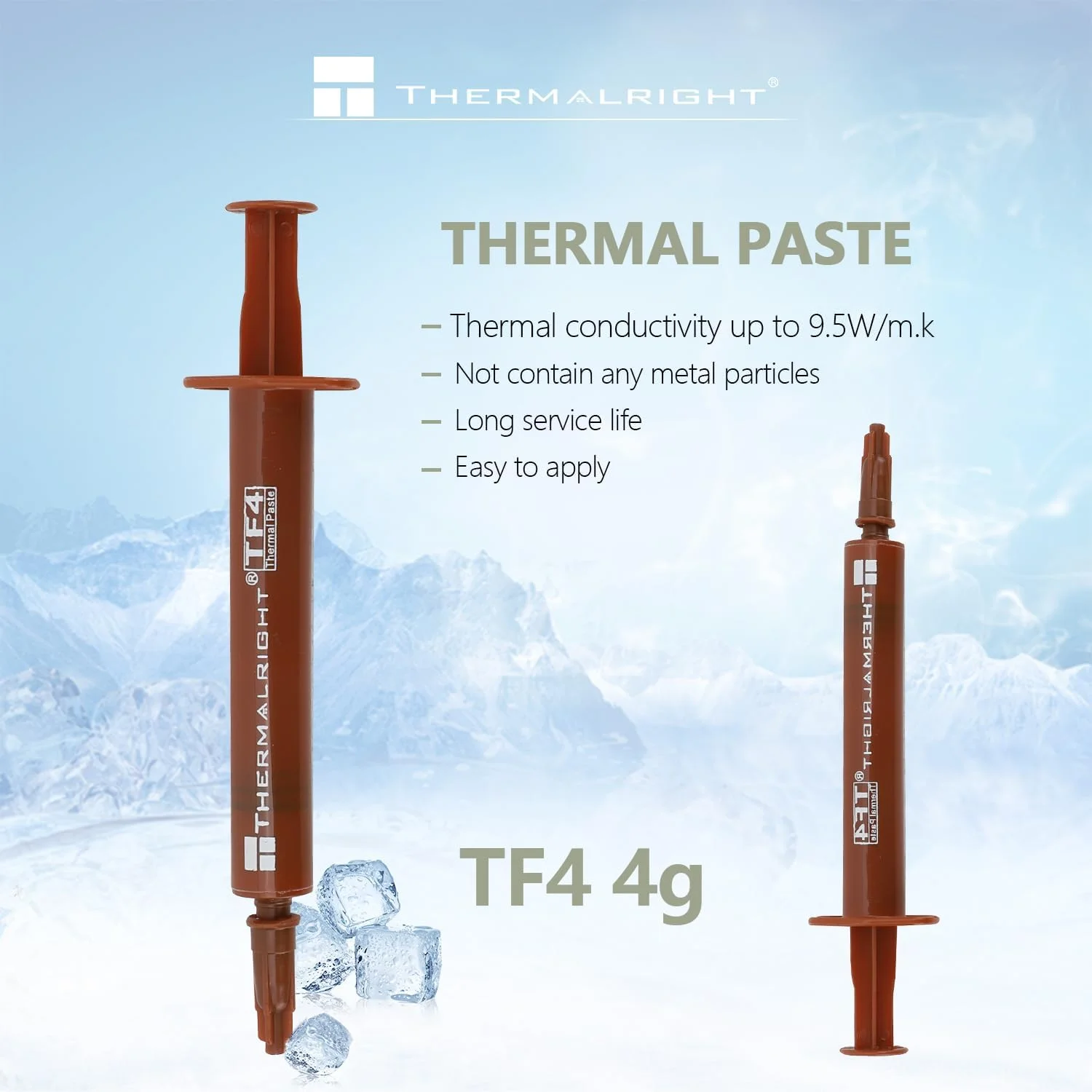 خمیر حرارتی Thermalright TF4 4g برای خنککنندگی با رسانایی بالا 9.5W/MK، استفاده آسان، عملکرد عالی خمیر حرارتی برای همه پردازندهها، 4 گرم خمیر حرارتی Thermalright TF4 4g برای خنککنندگی با رسانایی بالا 9.5W/MK، استفاده آسان، عملکرد عالی خمیر حرارتی برای همه پردازندهها، 4 گرم