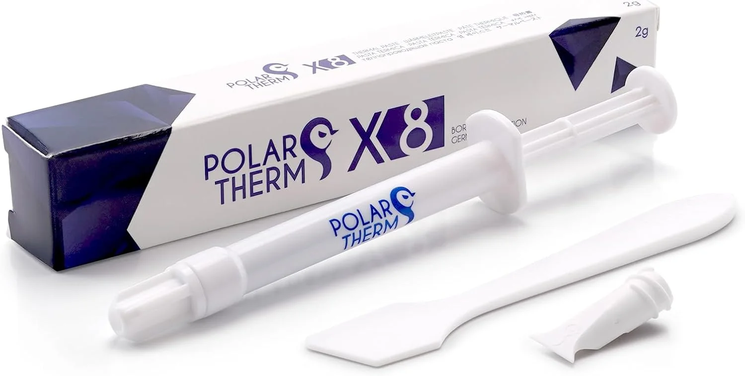 خمیر حرارتی پردازنده و کارت گرافیک Polartherm X-8 از Thermal Grizzly - وزن 2 گرم - رسانایی حرارتی بالا، دوام طولانی، گریس حرارتی غیر رسانا - کیت خمیر حرارتی به همراه کاردک