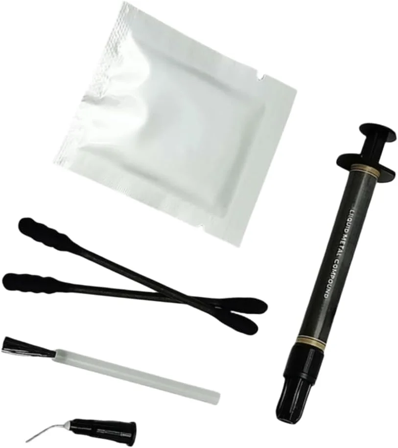 خمیر حرارتی فلز مایع، عملکرد بالا 79 W/mK، خمیر هیت سینک برای خنک کننده های CPU، 1 گرم به همراه پاک کننده و پخش کننده