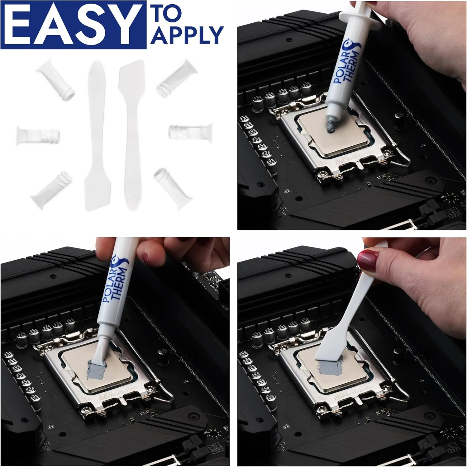 خمیر حرارتی پردازنده و کارت گرافیک Polartherm X-8 از Thermal Grizzly - وزن 2 گرم - رسانایی حرارتی بالا، دوام طولانی، گریس حرارتی غیر رسانا - کیت خمیر حرارتی به همراه کاردک
