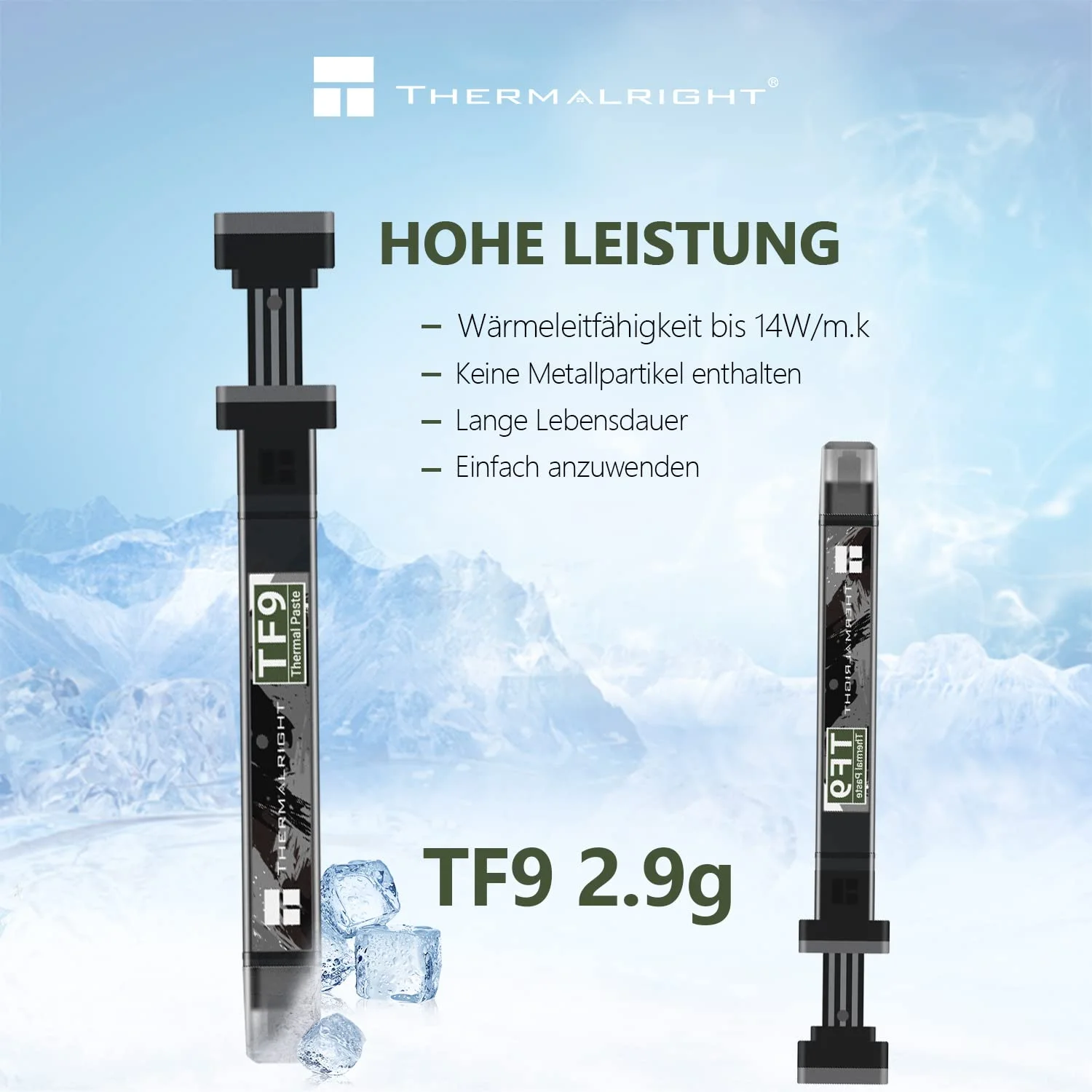 خمیر حرارتی Thermalright TF9 2.9g، ترکیبات سینک حرارتی 14W/m.k - 2.9 گرم، دوام بالا، برای همه هیت سینک ها و خنک کننده های پردازنده، به همراه ابزار استفاده (TF9 2.9g)