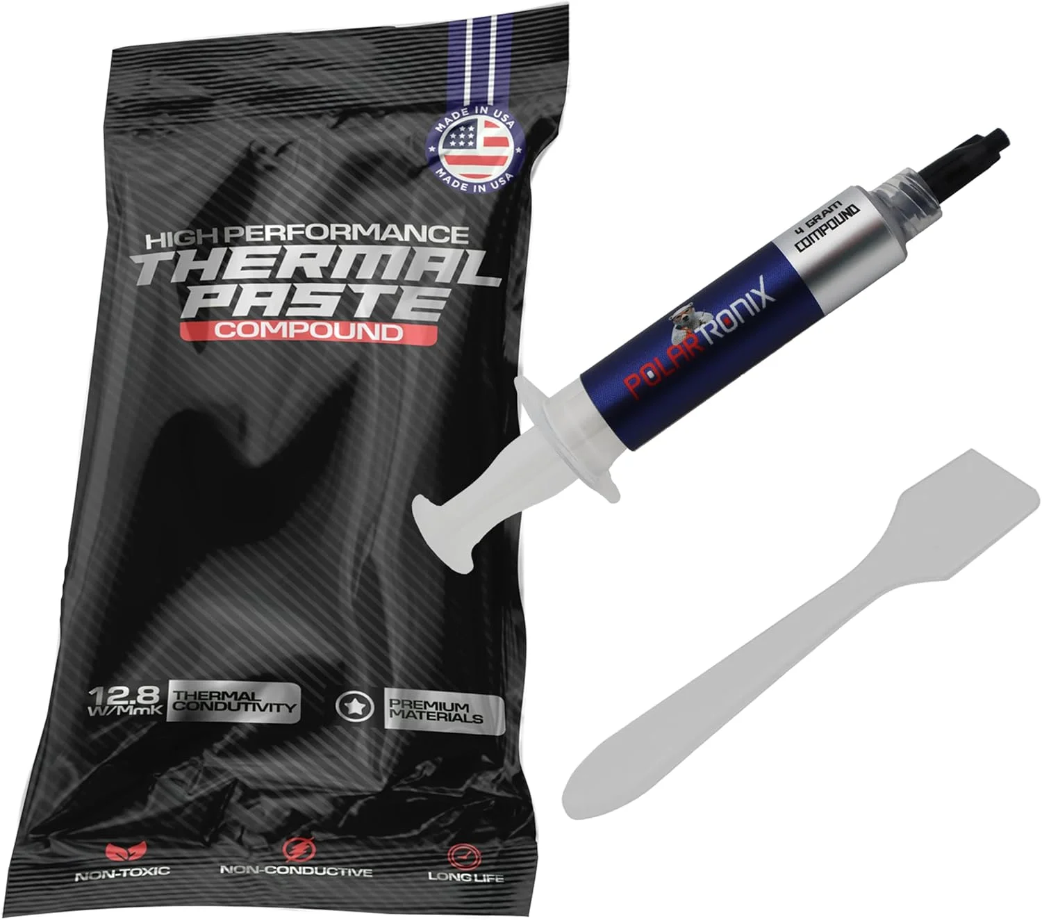 خمیر حرارتی برای پردازنده کامپیوتر، کارت گرافیک و لپ تاپ 12.8W/mk ساخت آمریکا 4 گرم، رسانایی حرارتی بالا - غیر خورنده/غیر رسانا مناسب برای همه پردازنده ها خمیر حرارتی برای پردازنده کامپیوتر، کارت گرافیک و لپ تاپ 12.8W/mk ساخت آمریکا 4 گرم، رسانایی حرارتی بالا - غیر خورنده/غیر رسانا مناسب برای همه پردازنده ها