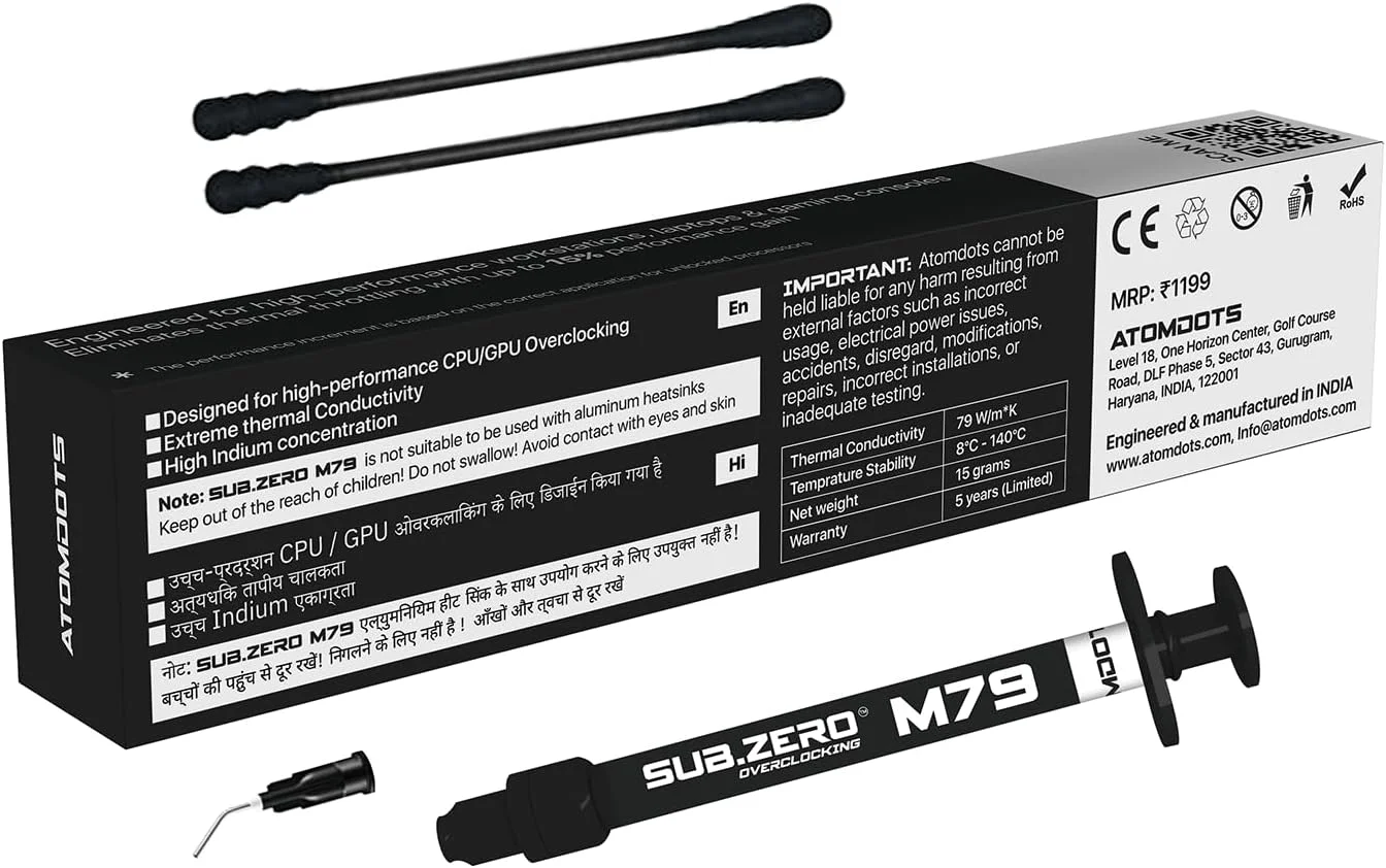 M79 خمیر حرارتی فلز مایع | 79 W/m*K | اورکلاک زیر صفر - (1.0 گرم) M79 خمیر حرارتی فلز مایع | 79 W/m*K | اورکلاک زیر صفر - (1.0 گرم)