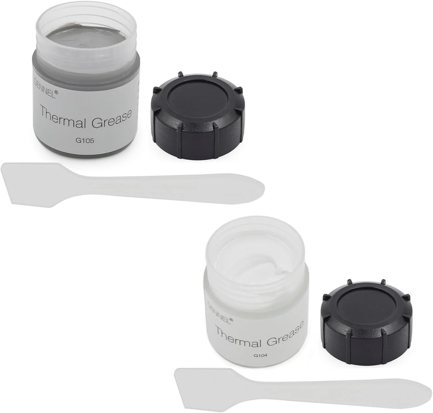 خمیر حرارتی خاکستری G105 20 گرمی + خمیر حرارتی سفید G104 20 گرمی (مجموعاً 40 گرم)، خمیر هیت سینک، گریس ترکیبی حرارتی برای پردازنده CPU GPU، PS4، PS5، Xbox، چیپست IC، خنک کننده اجاق و سیستم های خنک کننده