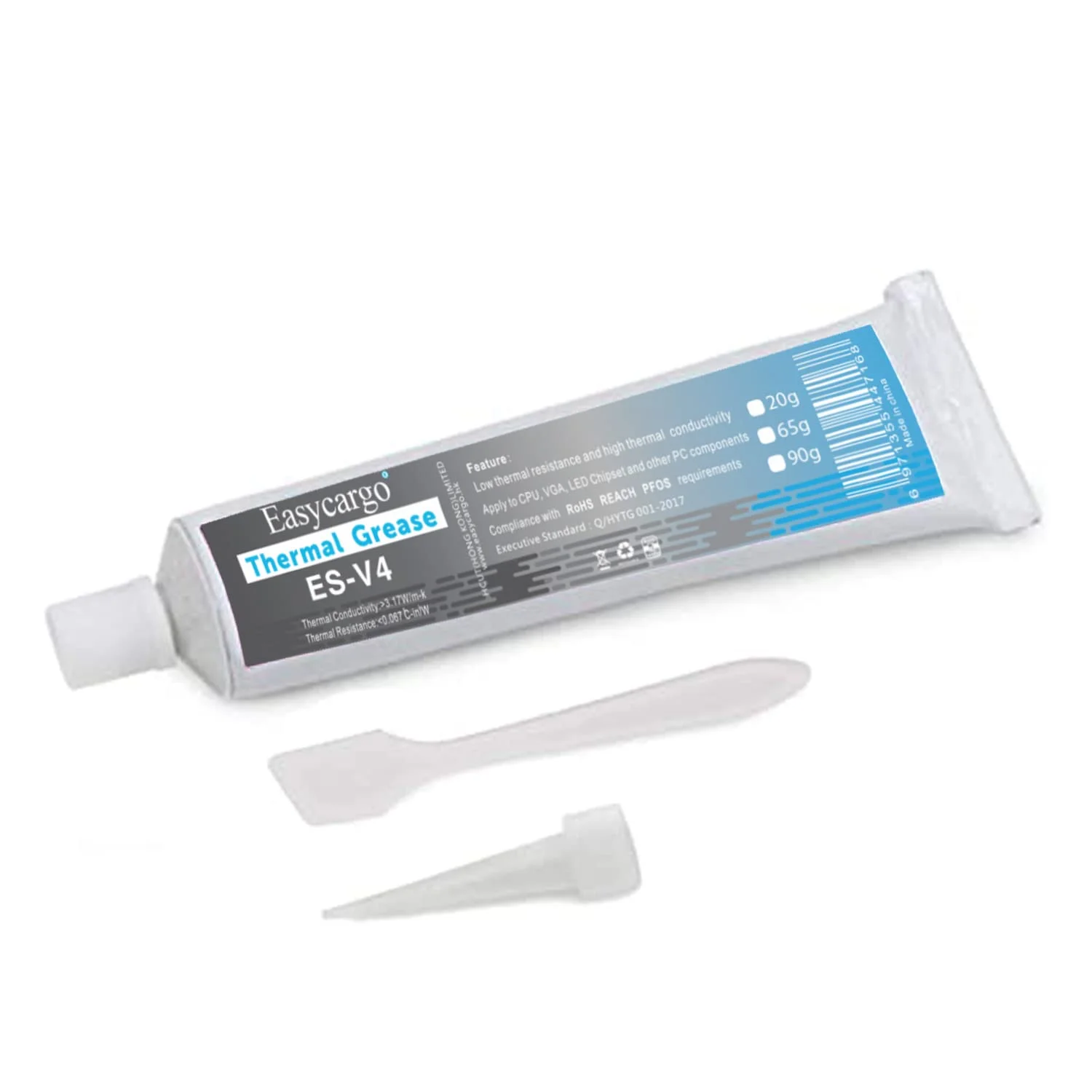 خمیر حرارتی نقره ای 65 گرمی Easycargo، گریس رسانای حرارتی با عملکرد بالا، خمیر حرارتی نقره ای هیت سینک برای خنک کردن رابط هیت سینک پردازنده CPU GPU VGA LED ترانزیستورها