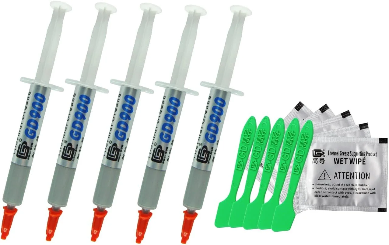 خمیر حرارتی ۴ گرمی برای کامپیوتر گیمینگ، PSP، پردازنده، PS3، PS4، ایکس باکس 360، وان، کامپیوتر، بهترین قیمت و کارایی (وزن خالص ۴ گرم، GD900-BA4، ۵ عدد)