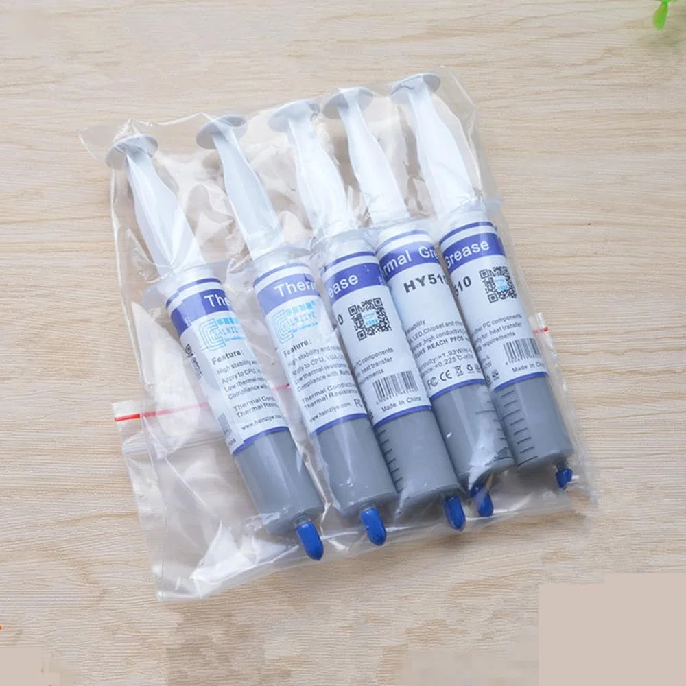 خمیر حرارتی سیلیکونی Hy510، 30 گرمی، گریس انتقال حرارت، سینک حرارتی، سرنگ خنک کننده کامپیوتر، CPU، GPU و چیپست لپ تاپ