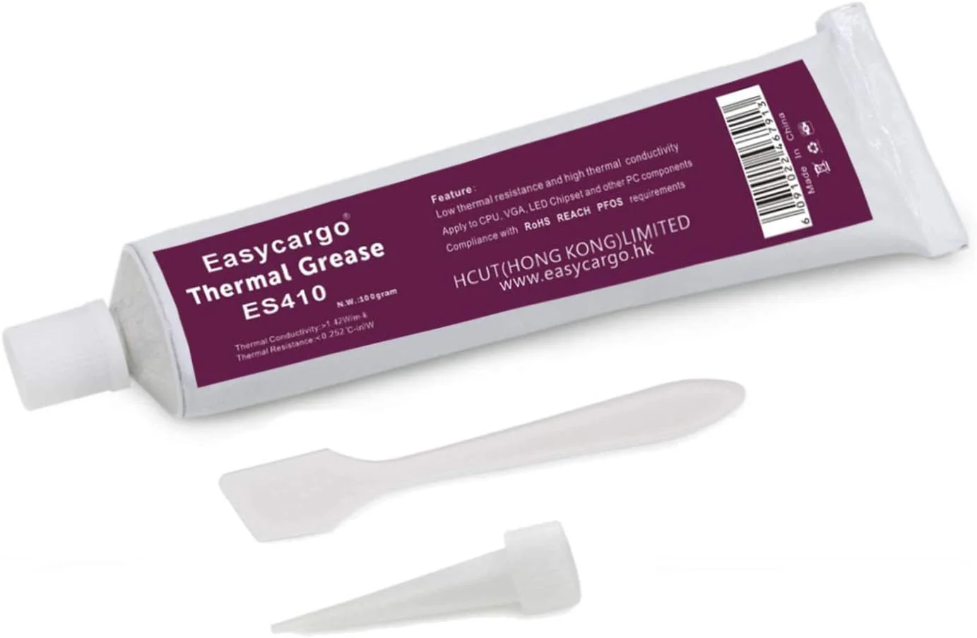 خمیر حرارتی 100 گرمی Easycargo - ترکیب سیلیکونی کربنی سفید برای انواع خنک کننده ها، رابط هیت سینک خنک کننده GPU VGA LED تنظیم کننده ولتاژ MOSFET ترانزیستور