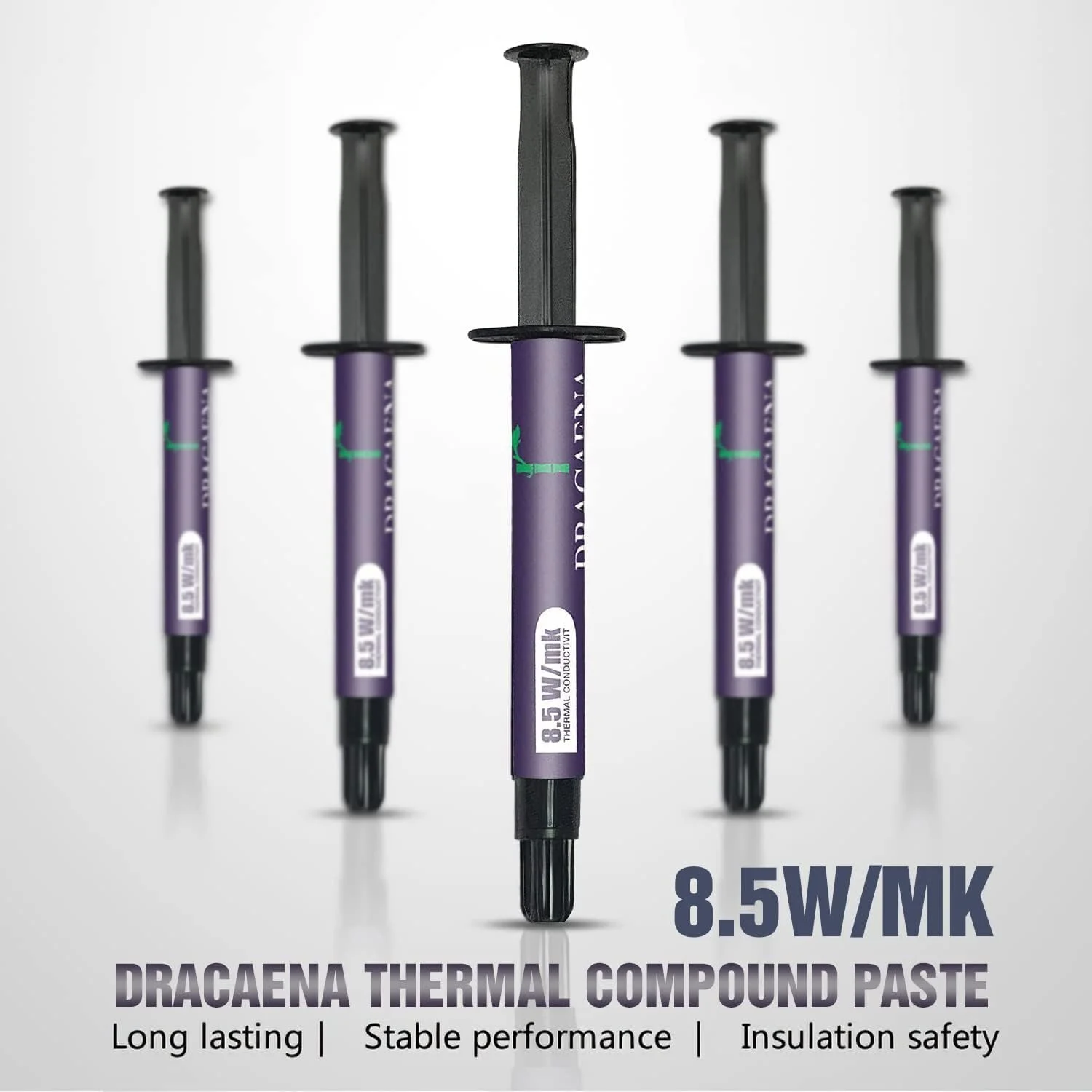 خمیر حرارتی کربنی dracaena.io مدل CT9، بسته 5 عددی 4 گرمی، عملکرد بالا برای پردازنده، کنسول، کارت گرافیک و لپ تاپ. ماده رابط حرارتی، رسانایی بالا، دوام طولانی، طراحی غیر رسانا خمیر حرارتی کربنی dracaena.io مدل CT9، بسته 5 عددی 4 گرمی، عملکرد بالا برای پردازنده، کنسول، کارت گرافیک و لپ تاپ. ماده رابط حرارتی، رسانایی بالا، دوام طولانی، طراحی غیر رسانا