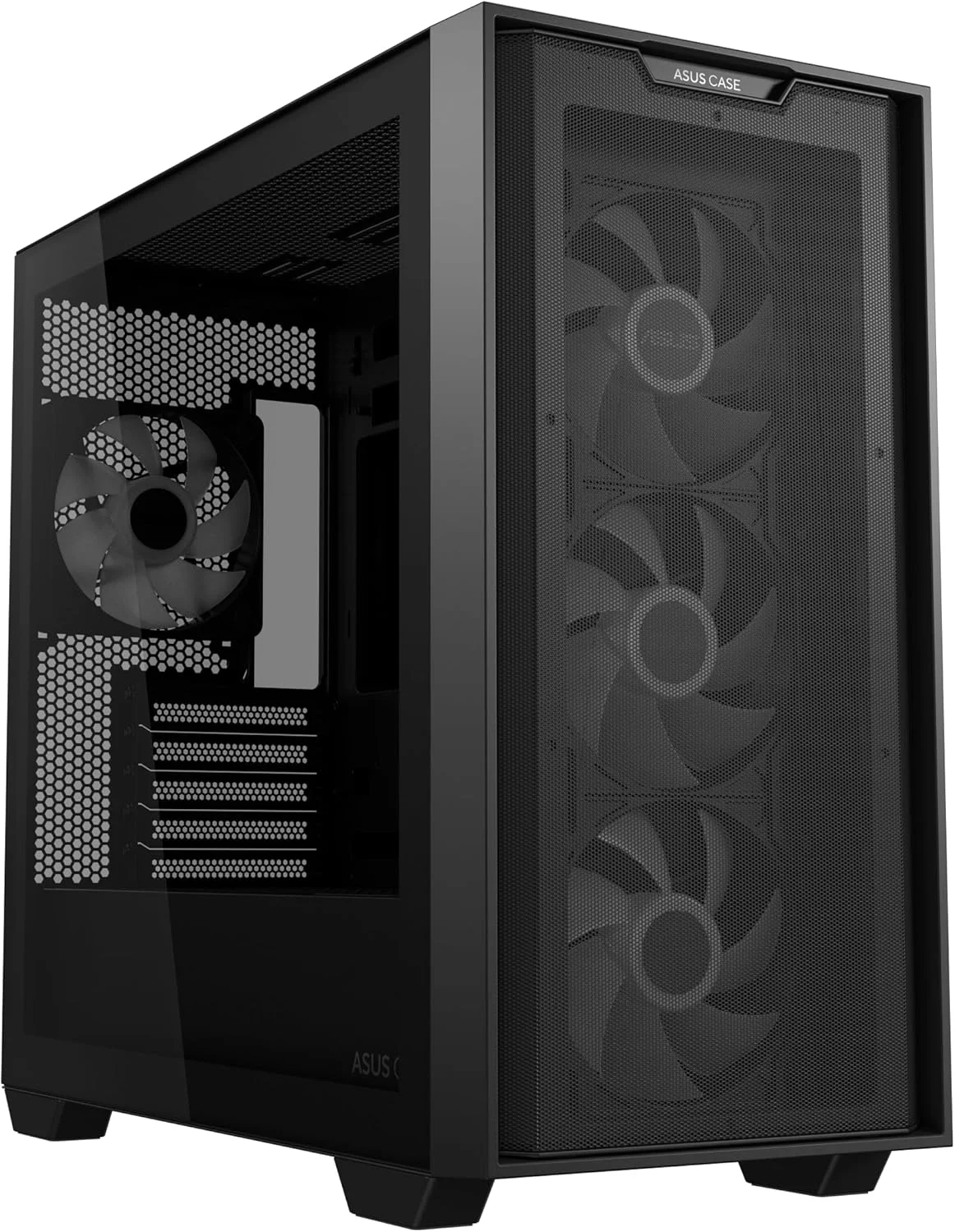 کیس کامپیوتر ASUS A21 Plus TG ARGB Black microATX (دارای فن های ARGB از پیش نصب شده، پنل جلویی مشبک، سازگار با مادربردهای پورت مخفی، رادیاتورهای 360 میلی متری، گرافیک 380 میلی متری، مشکی)