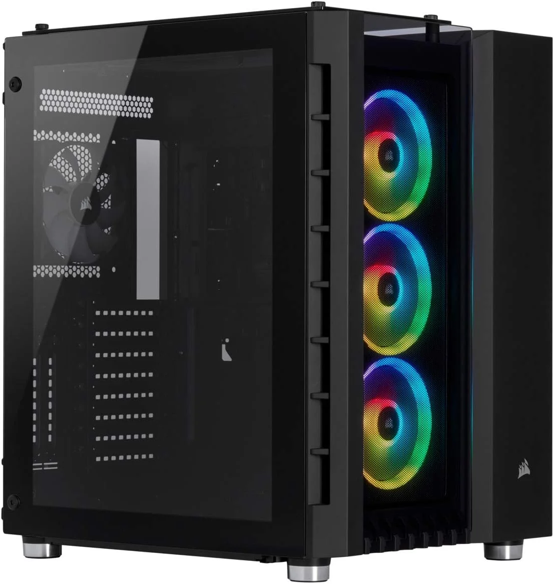 کیس هوشمند مشکی Corsair Crystal Series 680X RGB با جریان هوای بالا و شیشه حرارت دیده ATX