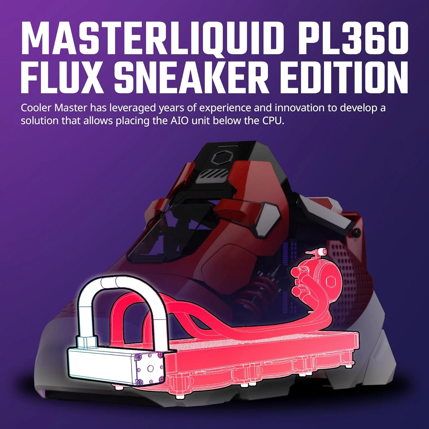 کیس کامپیوتر ITX کولر مستر Sneaker-X، شامل خنک کننده مایع 360mm Flux AIO، شامل پاور 850W SFX Gold، سازگار با کارت گرافیک 300mm گیگابایت RTX 5080 Windforce | RX 9070 XT Gaming OC، ساخت سفارشی DIY