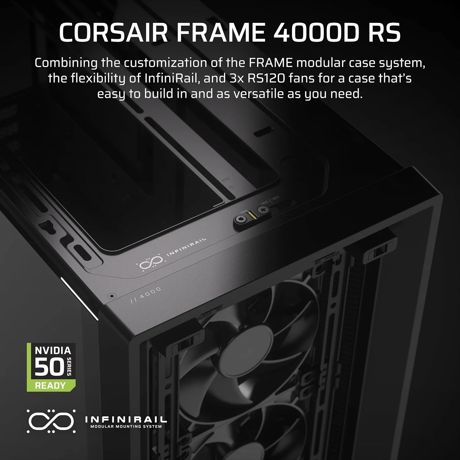 کیس کامپیوتر مید-تاور CORSAIR 4000D RS با جریان هوای بالا و طراحی ماژولار – دارای 3 فن CORSAIR RS – سیستم نصب فن InfiniRail – قابلیت نصب رادیاتورهای 360 میلیمتری متعدد – سازگار با مادربردهای دارای کانکتور معکوس – مشکی کیس کامپیوتر مید-تاور CORSAIR 4000D RS با جریان هوای بالا و طراحی ماژولار – دارای 3 فن CORSAIR RS – سیستم نصب فن InfiniRail – قابلیت نصب رادیاتورهای 360 میلیمتری متعدد – سازگار با مادربردهای دارای کانکتور معکوس – مشکی