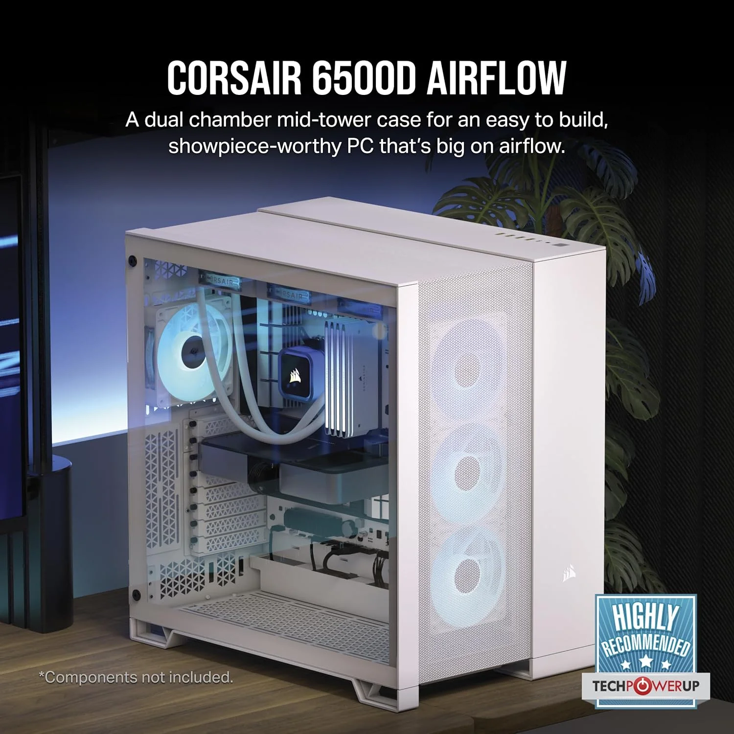 کیس کامپیوتر CORSAIR 6500D Airflow Mid-Tower ATX Dual Chamber – شیشه حرارت دیده – سازگار با مادربرد اتصال معکوس – بدون فن – سفید کیس کامپیوتر CORSAIR 6500D Airflow Mid-Tower ATX Dual Chamber – شیشه حرارت دیده – سازگار با مادربرد اتصال معکوس – بدون فن – سفید