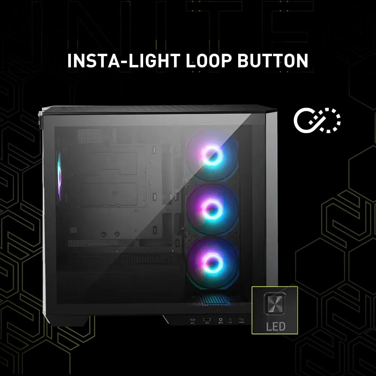 کیس کامپیوتر گیمینگ میان‌رده MSI MAG PANO M100R PZ - پنل جانبی شیشه حرارت دیده - فن‌های ARGB 120mm - پشتیبانی از خنک‌کننده مایع تا رادیاتور 360mm - پنل جلویی دارای تهویه