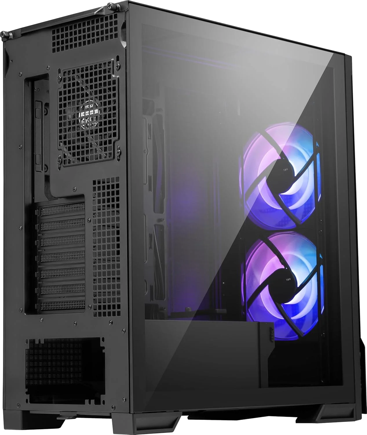 کیس کامپیوتر گیمینگ میان برج ام اس آی MPG Velox 300R Airflow PZ - پنل جانبی شیشه حرارت دیده - 2 عدد فن 160 میلی متری با تیغه های دو لایه - پشتیبانی از خنک کننده مایع تا رادیاتور 360 میلی متری - پنل مشبک برای جریان هوا