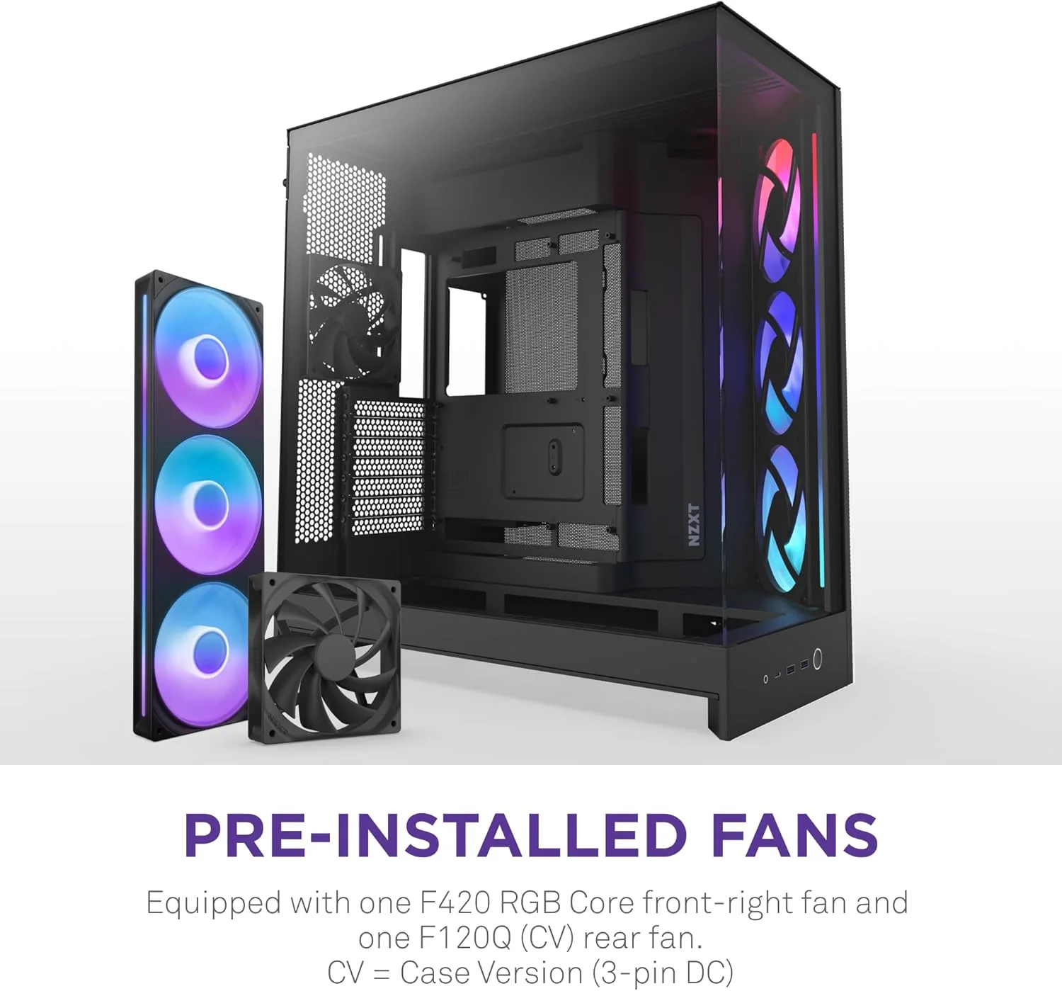 کیس کامپیوتر NZXT H9 Flow RGB (2025) - کیس میدتاور ATX دو محفظه ای بزرگ با جریان هوای عالی - شامل 1 عدد فن RGB 420 میلی متری و 1 عدد فن 120 میلی متری - پشتیبانی از رادیاتور 420 میلی متری - شیشه حرارت دیده - آماده اتصال پشتی - مشکی