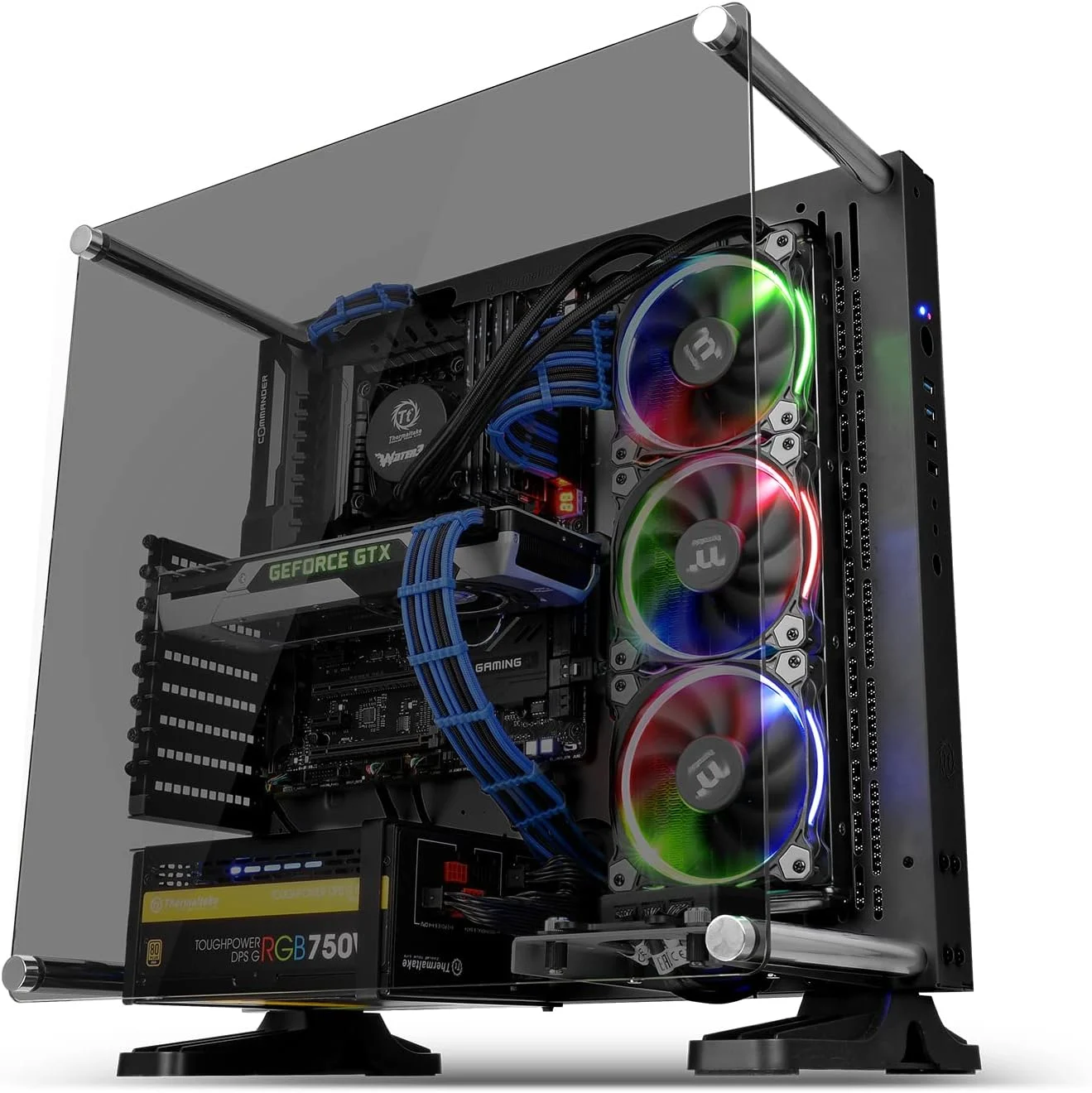 کیس کامپیوتر Thermaltake Core P3 ATX با شیشه حرارت دیده، شاسی گیمینگ، نمای پانوراما با فریم باز، قابلیت نصب روی دیوار، نسخه مشکی، CA-1G4-00M1WN-03