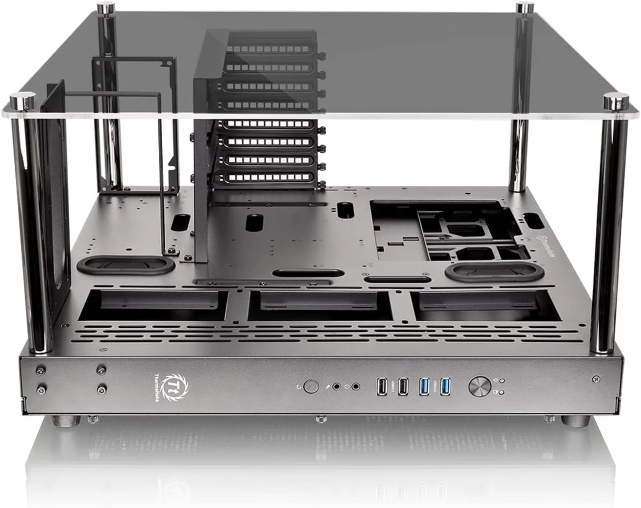 کیس کامپیوتر Thermaltake Core P3 ATX با شیشه حرارت دیده، شاسی گیمینگ، نمای پانوراما با فریم باز، قابلیت نصب روی دیوار، نسخه مشکی، CA-1G4-00M1WN-03