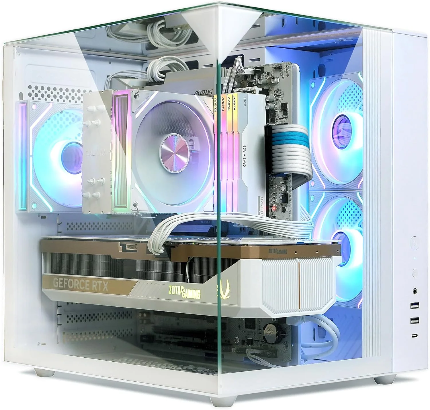 کیس کامپیوتر گیمینگ مید-تاور Zalman ZQBE ATX، دارای 3 فن 120 میلی‌متری PWM ARGB به همراه هاب چند پورت PWM/کنترلر ARGB، پنل‌های شیشه‌ای حرارت دیده پانوراما سه طرفه، USB Type-C 3.2، سفید