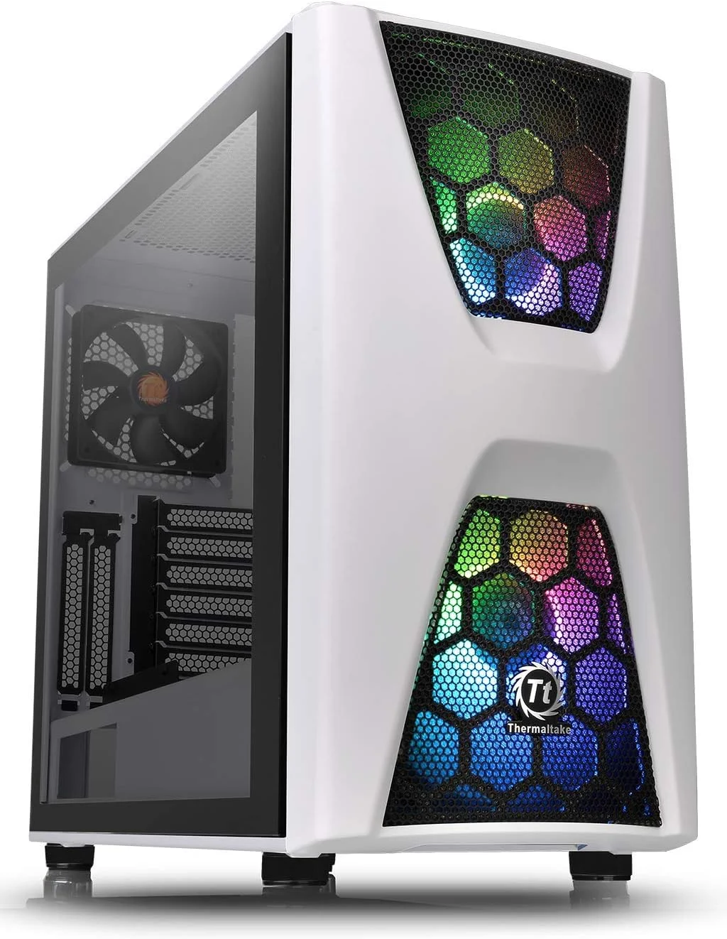 کیس کامپیوتر Thermaltake Commander C34 Snow ARGB ATX Mid Tower با دو فن 200 میلی‌متری ARGB 5V همگام‌سازی مادربرد در جلو و یک فن 120 میلی‌متری مشکی در عقب از پیش نصب شده مدل CA-1N5-00M6WN-00