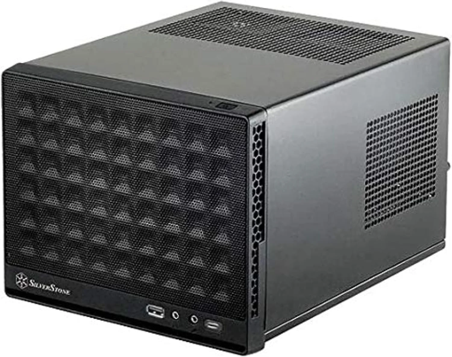 کیس کامپیوتر فوق فشرده Mini-ITX سیلوراستون مدل SUGO SG13 با پنل جلویی مشبک و پورت Type-C، مشکی