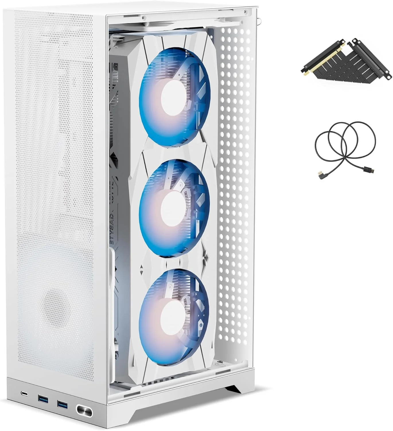 کیس کامپیوتر مینی ITX مش L300 - شاسی گیمینگ فشرده 8.5 لیتری، پایه کارت گرافیک عمودی تا 325 میلی متر، آداپتور منبع تغذیه SFX/SFX-L، مدیریت کابل، فن دوگانه 120 میلی متری، کابل PCIe 4.0 و DP 1.4 شامل می شود، سفید