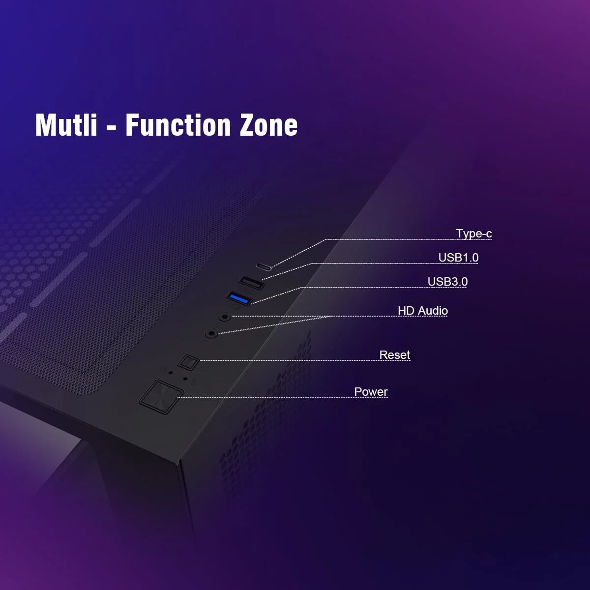کیس کامپیوتر RUIX OV303 ATX Mid-Tower، دارای 4 فن 120mm Prism ARGB PWM از پیش نصب شده، پورت های USB 3.0 و Type-C، کیس کامپیوتر گیمینگ با جریان هوای بالا - مشکی