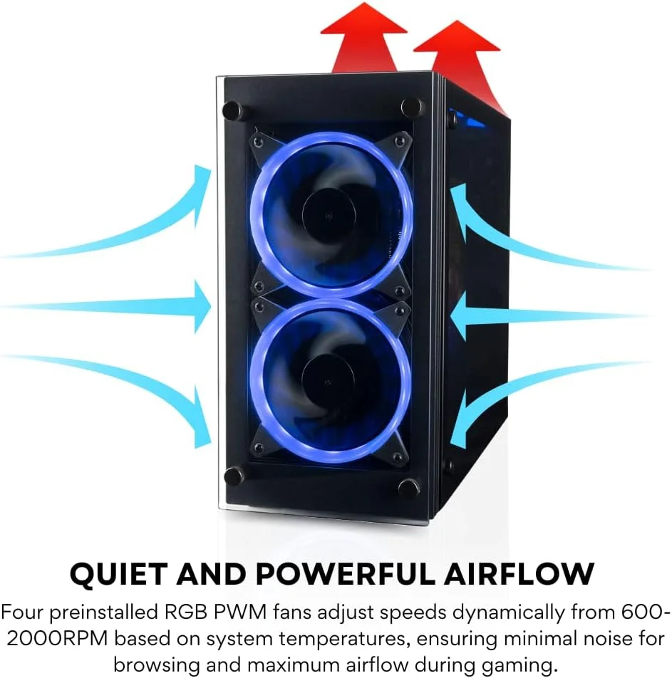 کیس کامپیوتر گیمینگ Stratos Mini ITX mobo, SFX PSU (رایزر PCIe 4.0 و 4 فن ARGB 600-2000rpm PWM از قبل نصب شده با نرم افزار حالت دوگانه 3 پین 5 ولت + کنترل از راه دور با پشتیبانی از AIO 240mm و GPU 347x55x125mm)