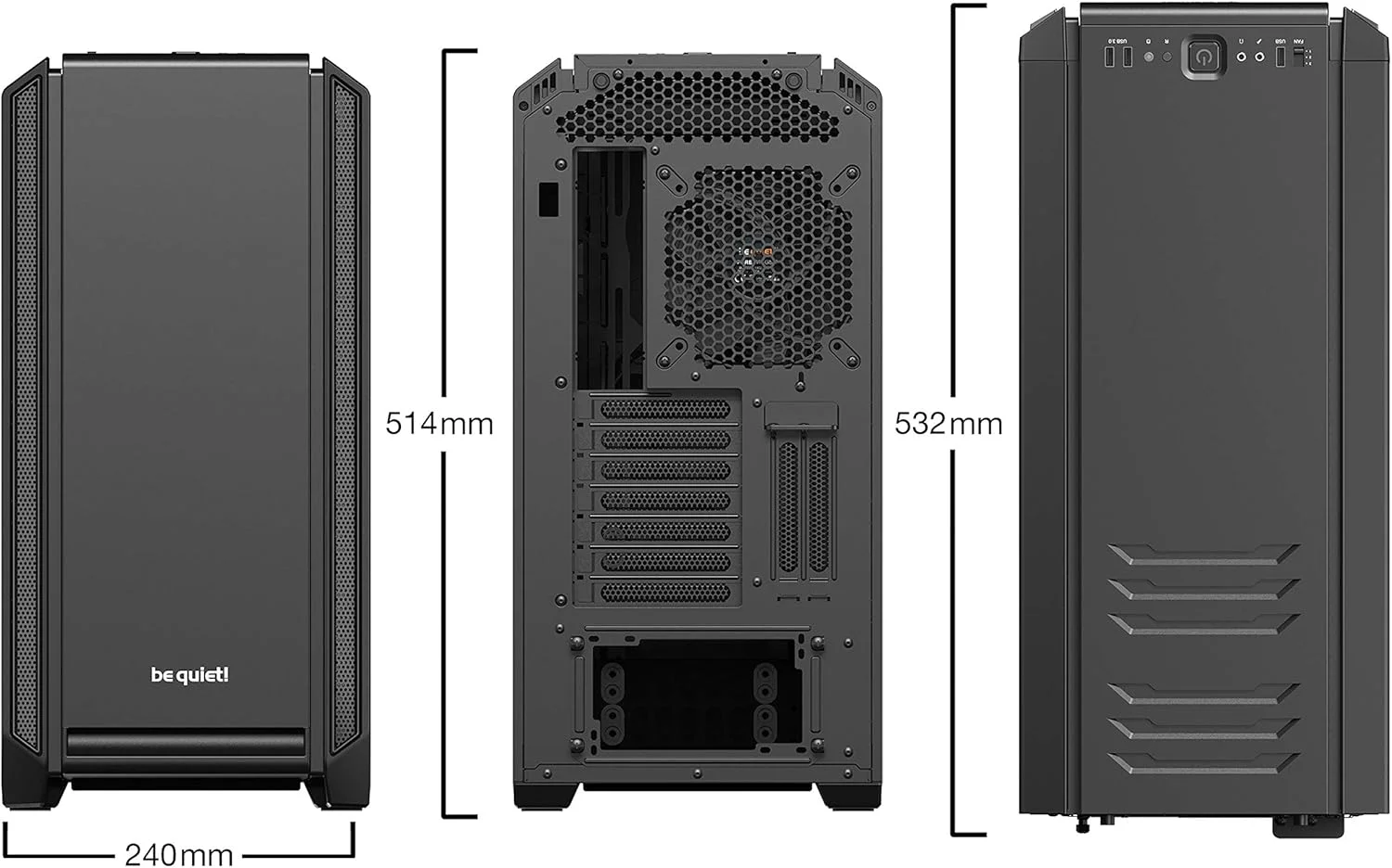 کیس کامپیوتر بی سر و صدا! Silent Base 601 Window | Midi Tower ATX | دو فن 140 میلی‌متری | عایق ضخیم 10 میلی‌متری | پوشش منبع تغذیه | مشکی | BGW26