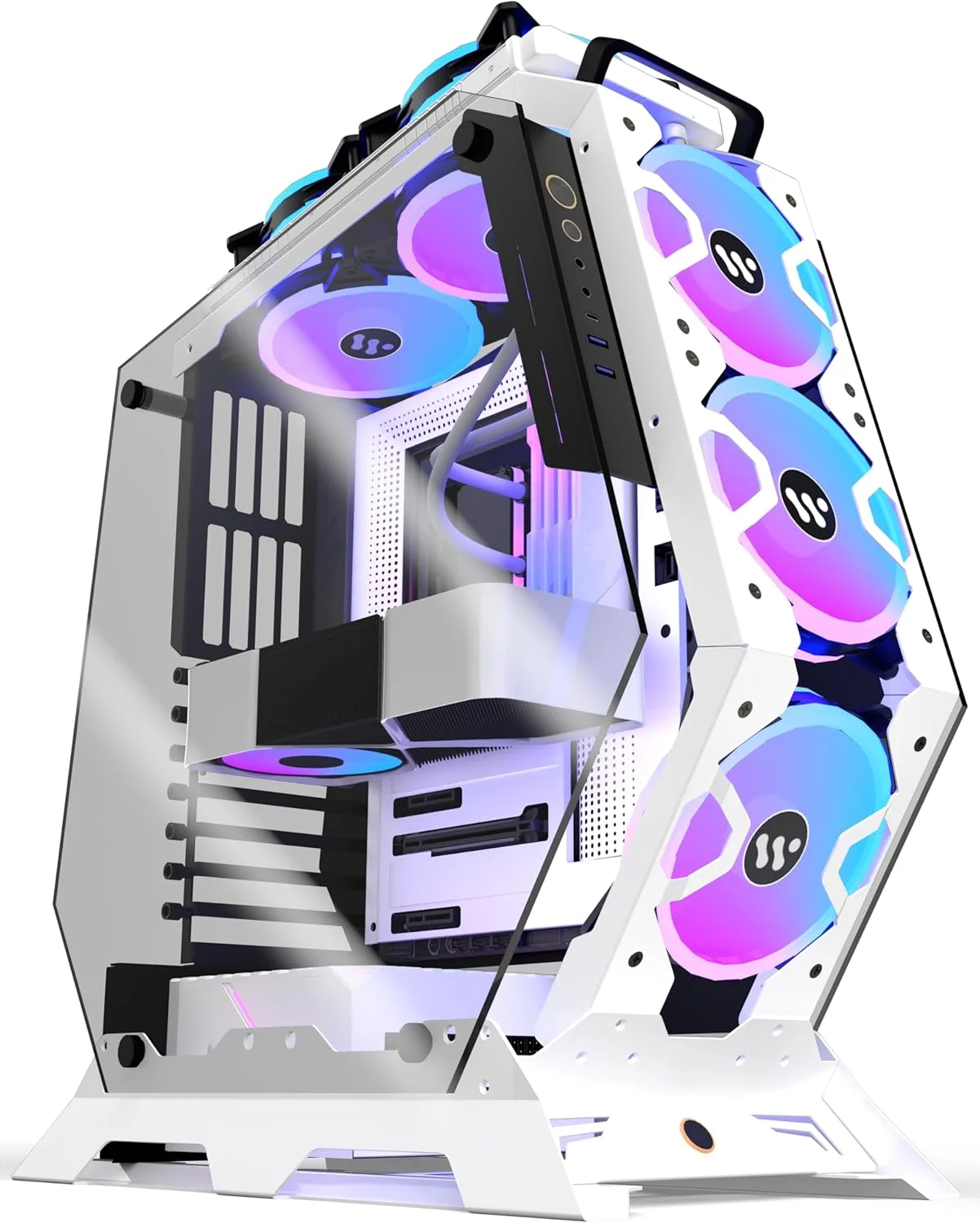 کیس کامپیوتر KEDIERS C570 Mid Tower با شیشه حرارت دیده، دارای 5 فن PWM ARGB از پیش نصب شده، کیس فریم باز گیمینگ با پورت Type-C و رادیاتور 240 میلی متری، سفید کیس کامپیوتر KEDIERS C570 Mid Tower با شیشه حرارت دیده، دارای 5 فن PWM ARGB از پیش نصب شده، کیس فریم باز گیمینگ با پورت Type-C و رادیاتور 240 میلی متری، سفید