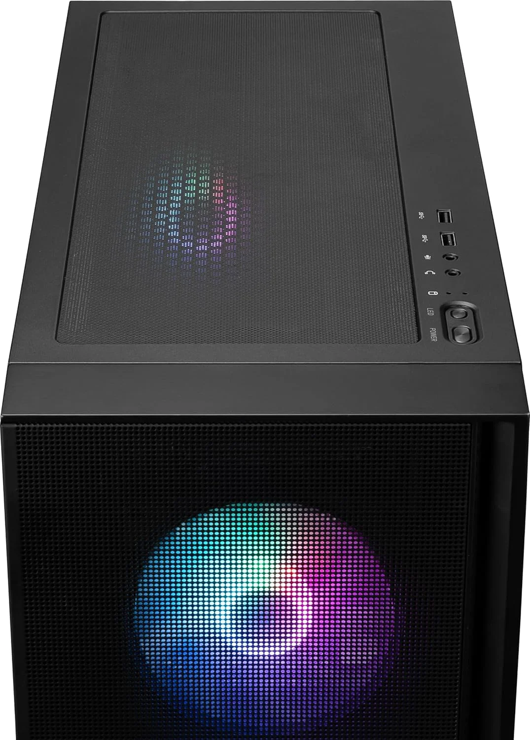 کیس کامپیوتر گیمینگ میان برج MSI MAG Forge 321R Airflow - پنل کناری شیشه حرارت دیده - فن های ARGB 120mm - پشتیبانی از خنک کننده مایع تا رادیاتور 360mm - پنل جلویی دارای تهویه