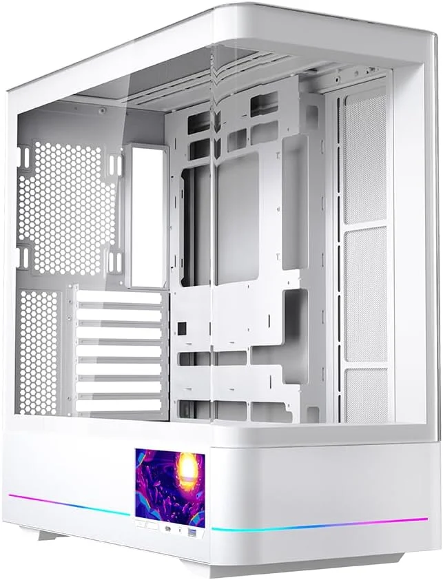 کیس کامپیوتر گیمینگ دیجیتال ATX مدل Jungle Leopard AC-02 | دارای صفحه نمایش LCD یکپارچه 5.5 اینچی و اپلیکیشن | Mid Tower با پنل شیشه ای دوگانه تقویت شده با نمای کامل | پنل های جانبی قابل جابجایی | برای Micro-ATX ITX (سفید) کیس کامپیوتر گیمینگ دیجیتال ATX مدل Jungle Leopard AC-02 | دارای صفحه نمایش LCD یکپارچه 5.5 اینچی و اپلیکیشن | Mid Tower با پنل شیشه ای دوگانه تقویت شده با نمای کامل | پنل های جانبی قابل جابجایی | برای Micro-ATX ITX (سفید)