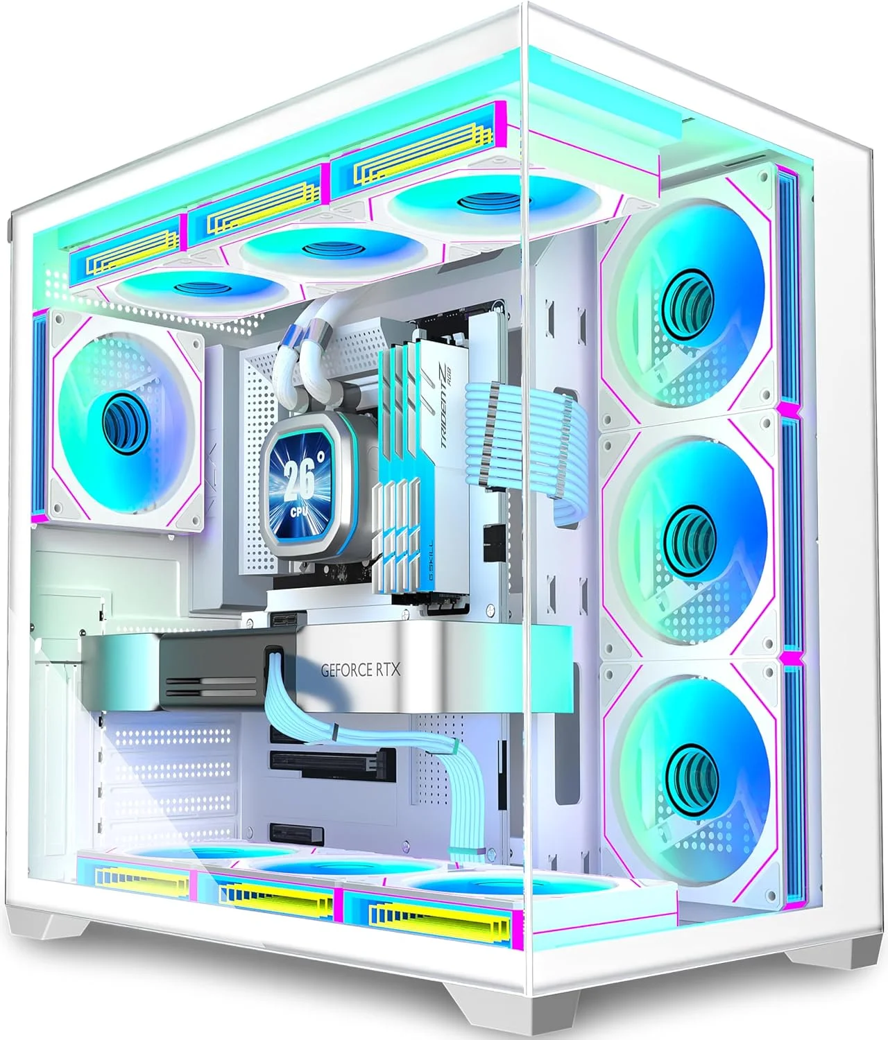 کیس کامپیوتر KEDIERS مدل K4 با 7 فن ARGB از پیش نصب شده، کیس مید تاور ATX با شیشه حرارت دیده پانوراما، کیس کامپیوتر گیمینگ، پشتیبانی از رادیاتور 360 میلی متری، سفید کیس کامپیوتر KEDIERS مدل K4 با 7 فن ARGB از پیش نصب شده، کیس مید تاور ATX با شیشه حرارت دیده پانوراما، کیس کامپیوتر گیمینگ، پشتیبانی از رادیاتور 360 میلی متری، سفید