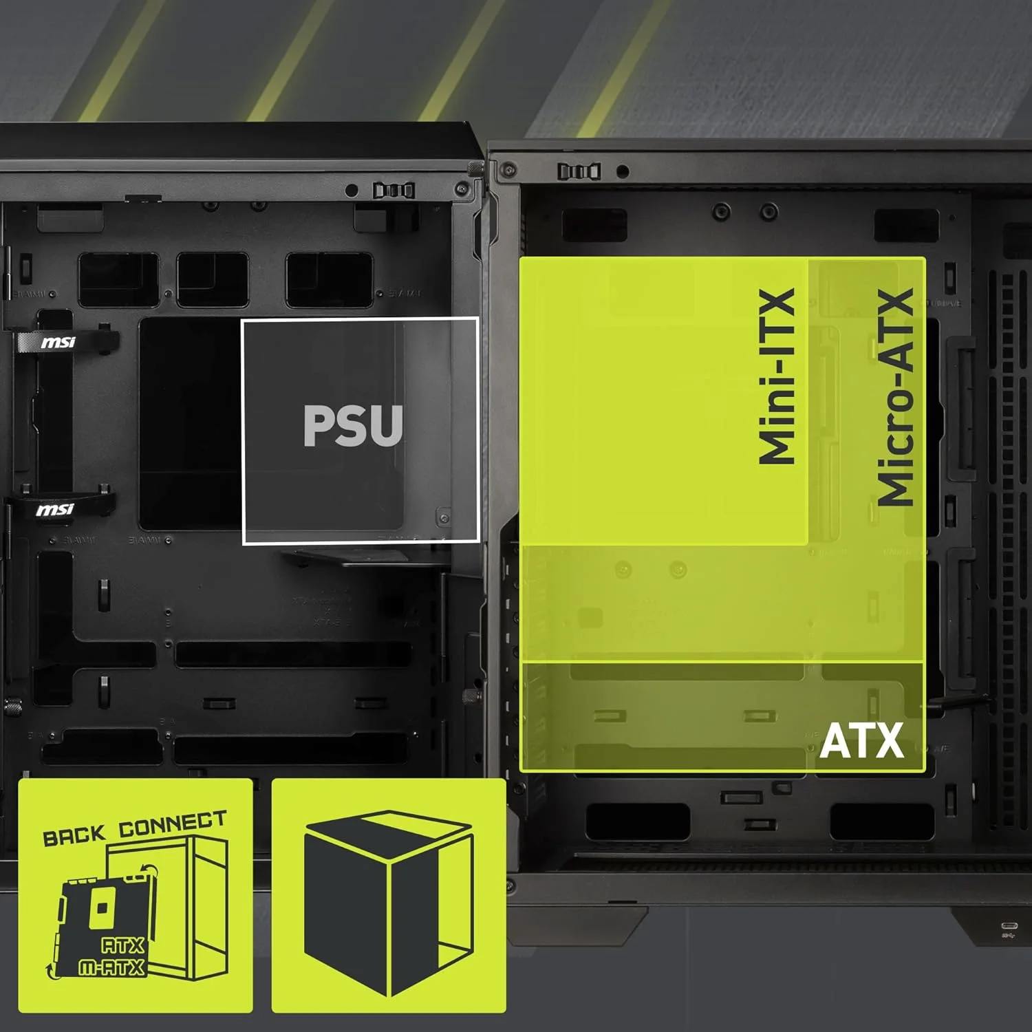 کیس کامپیوتر گیمینگ MSI MAG PANO 100L PZ - بدنه میانی ممتاز - پنل جانبی شیشه حرارت دیده - پشتیبانی از خنک کننده مایع تا رادیاتور 360 میلی متری - پنل جلویی دارای تهویه