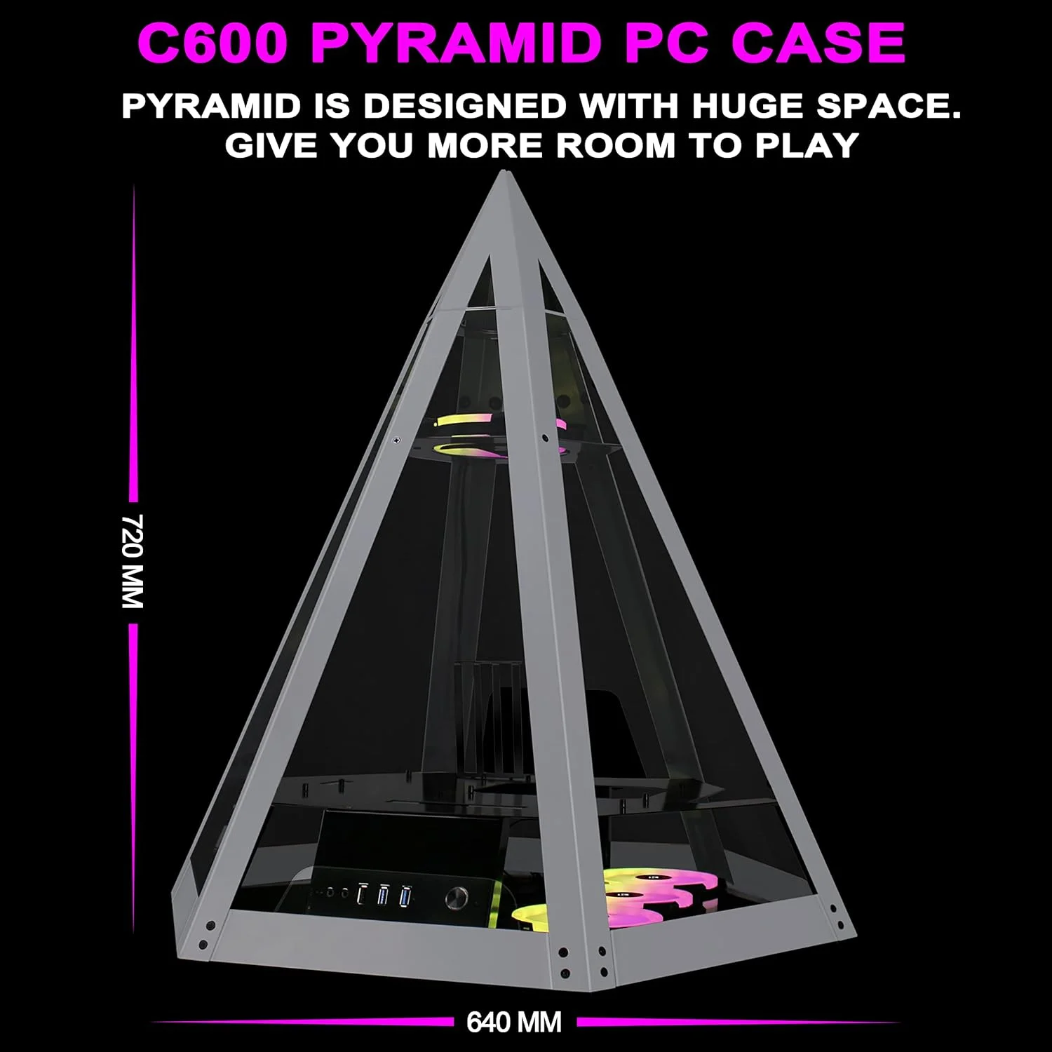 کیس کامپیوتر گیمینگ KEDIERS مدل Diamond Pyramid ATX C600